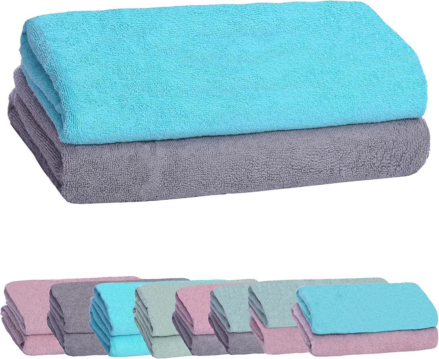 livessa Handtücher Badetücher im Set und als Serie, (2-St), Badetücher Set, Bade-Handtuchset 100% Baumwolle Grau-Trks