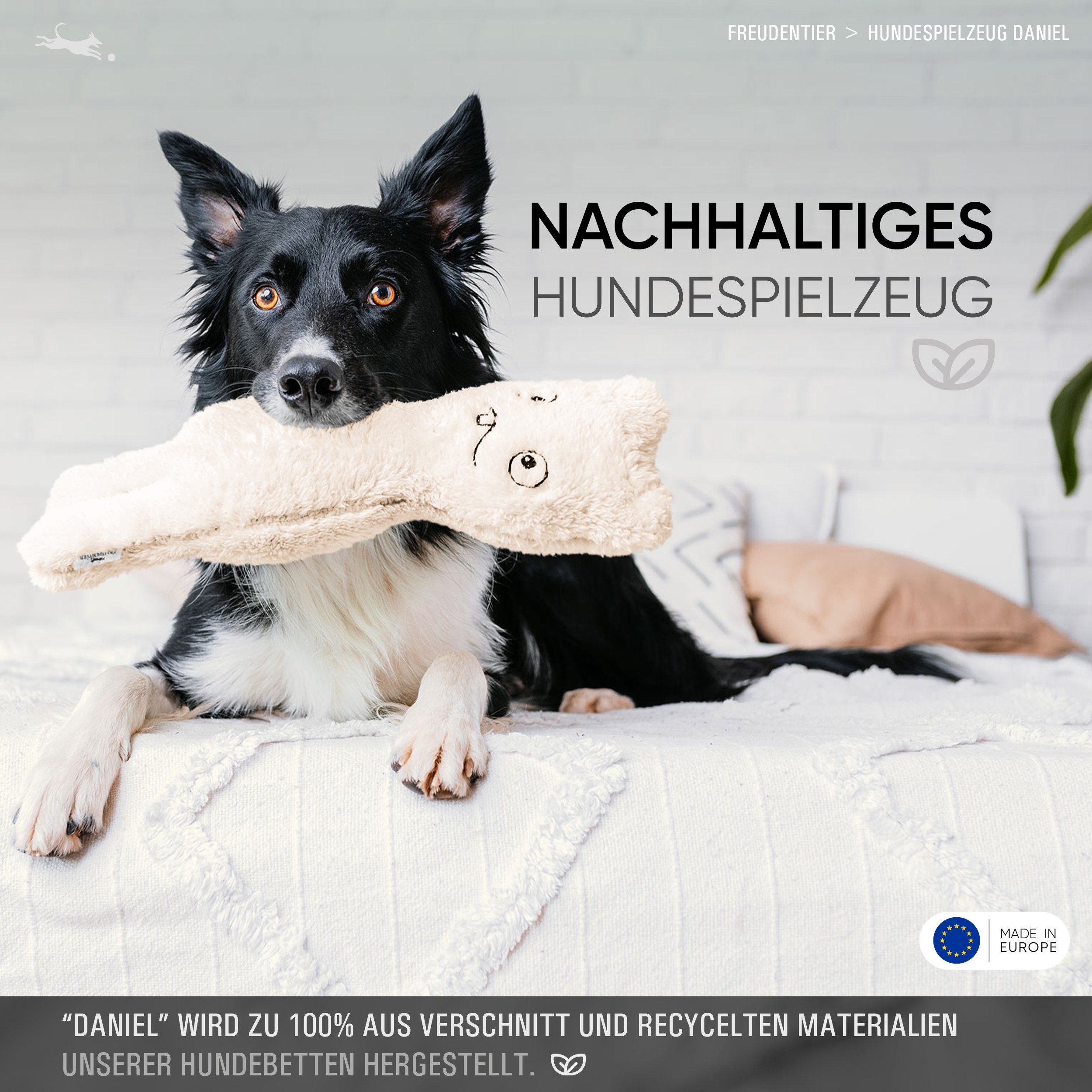 Freudentier Tierkuscheltier nachhaltiges Hundespielzeug "Daniel", waschbare günstig online kaufen