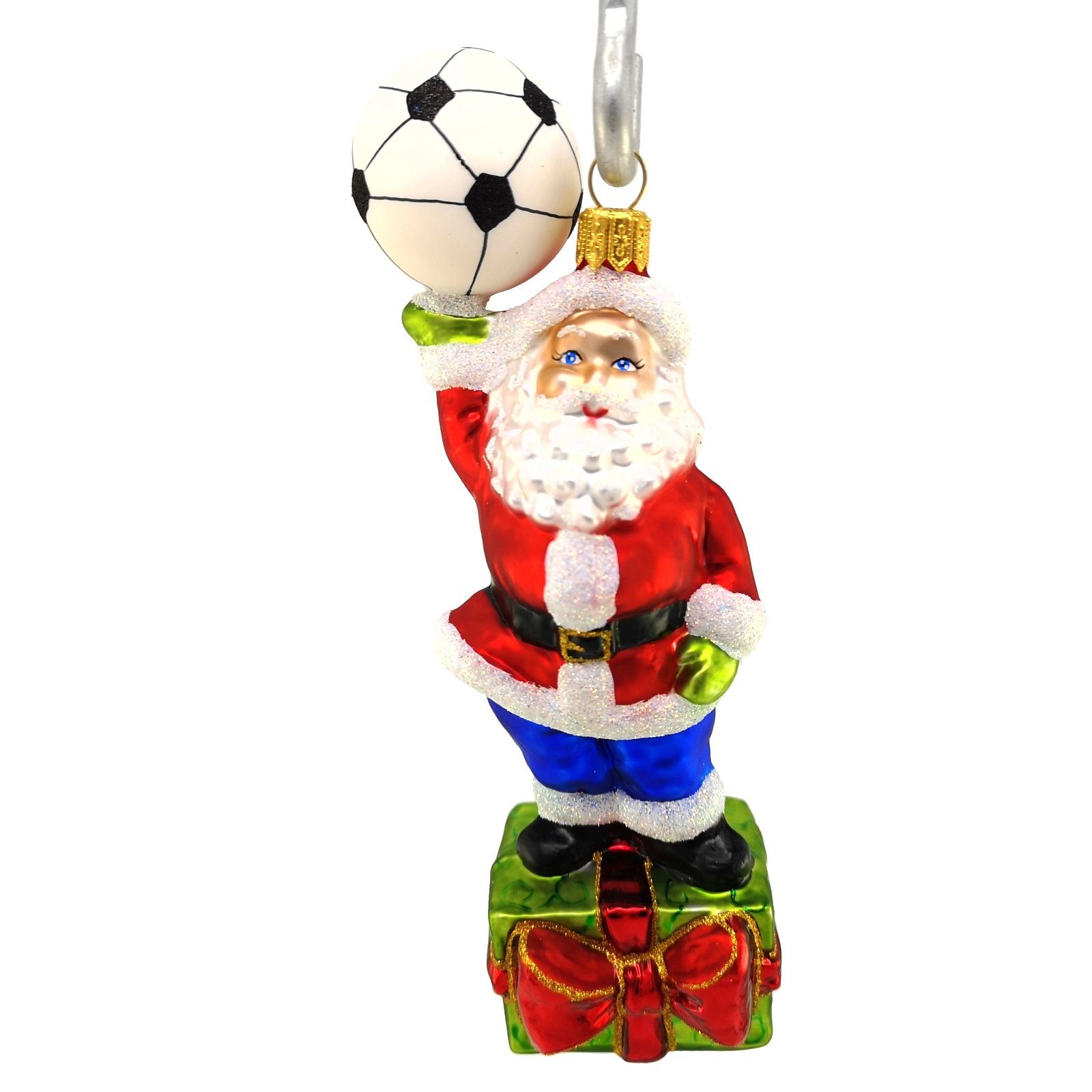 Hanco Design Christbaumschmuck Weihnachtsmann mit Fußball - Weihnachtsmann