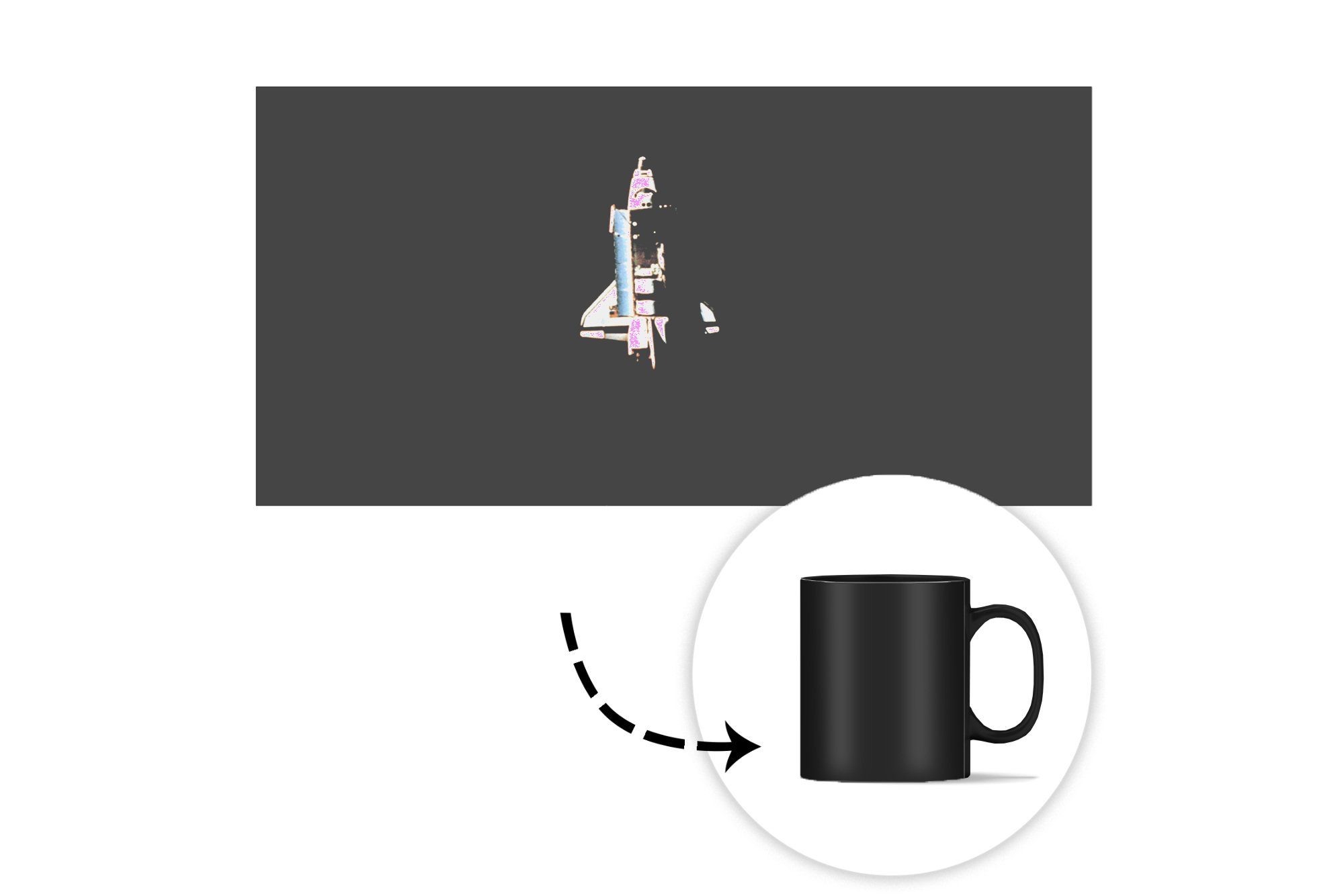 Farbwechsel, Geschenk Tasse Satellitenansicht Kaffeetassen, MuchoWow Raumfähre, Zaubertasse, einer Teetasse, Eine Keramik,