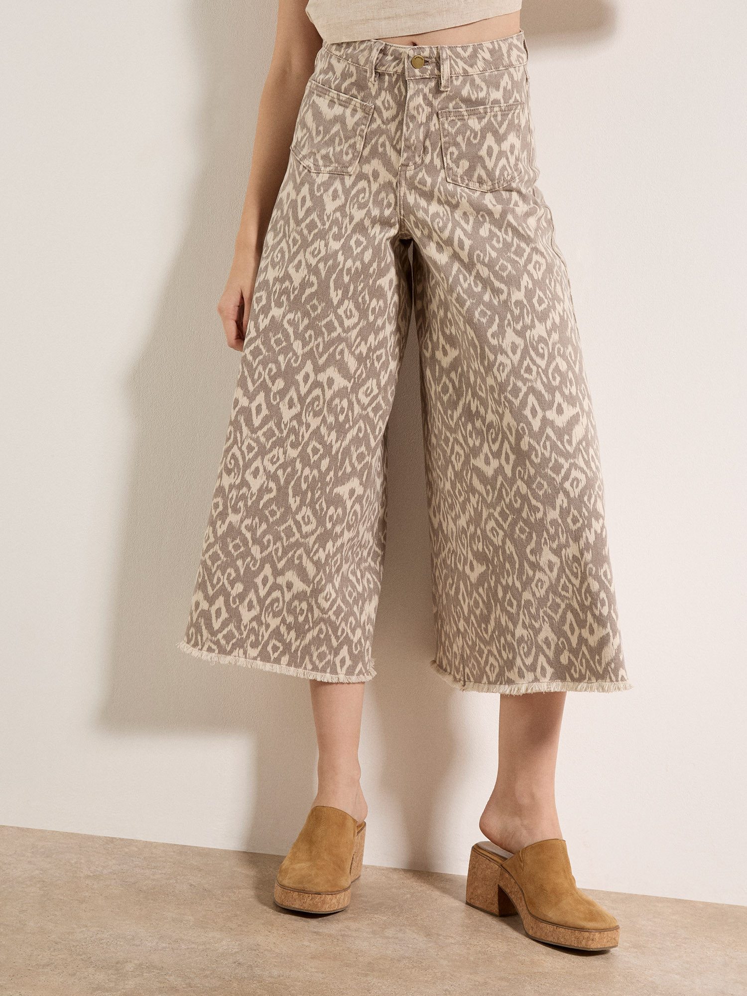 Apricot Ikat Gianna Jeans mit weitem Bein