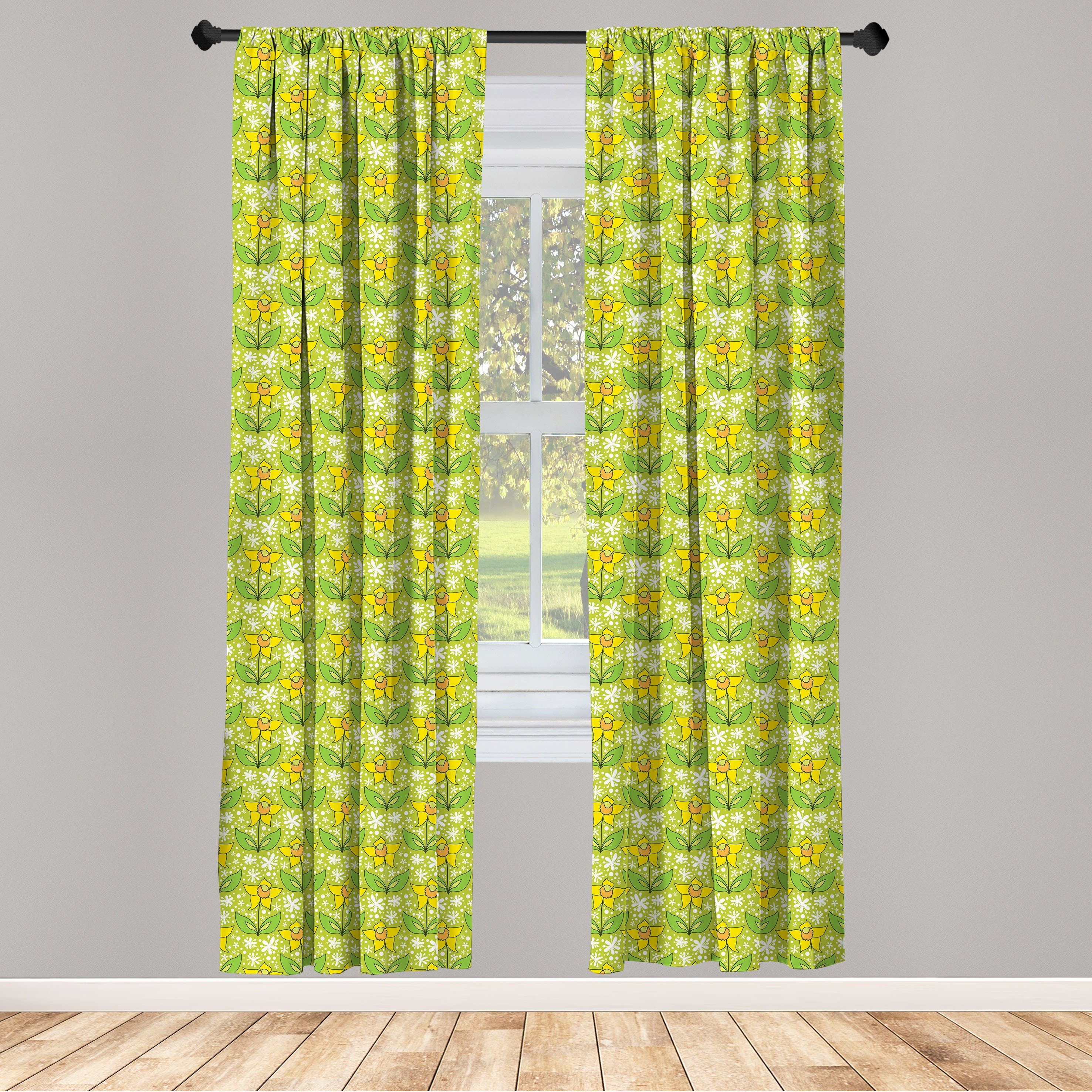 Gardine Vorhang für Wohnzimmer Schlafzimmer Dekor, Abakuhaus, Microfaser, Blumen Sommer Botanik Muster