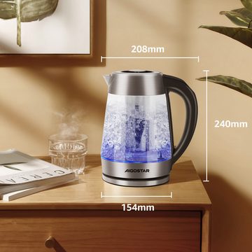 Aigostar Wasserkocher Aigostar Glas Wasserkocher mit Temperatureinstellung 1,7L, 60°-100°C, 1 l