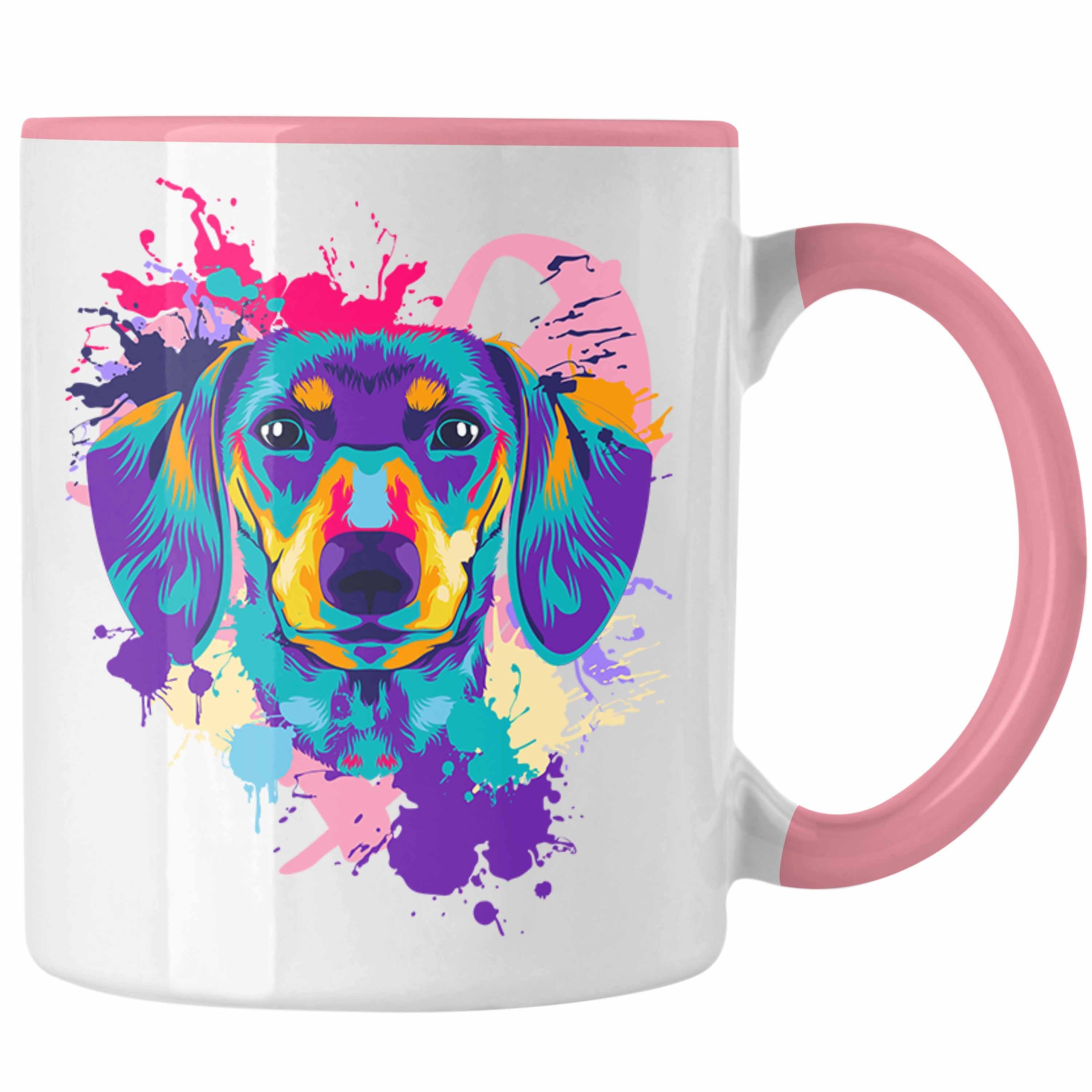 Hundetasse Mit Löffel – Rauhaardackel Motiv, 330 Ml, Keramik, Braun, Spülmaschinenfest