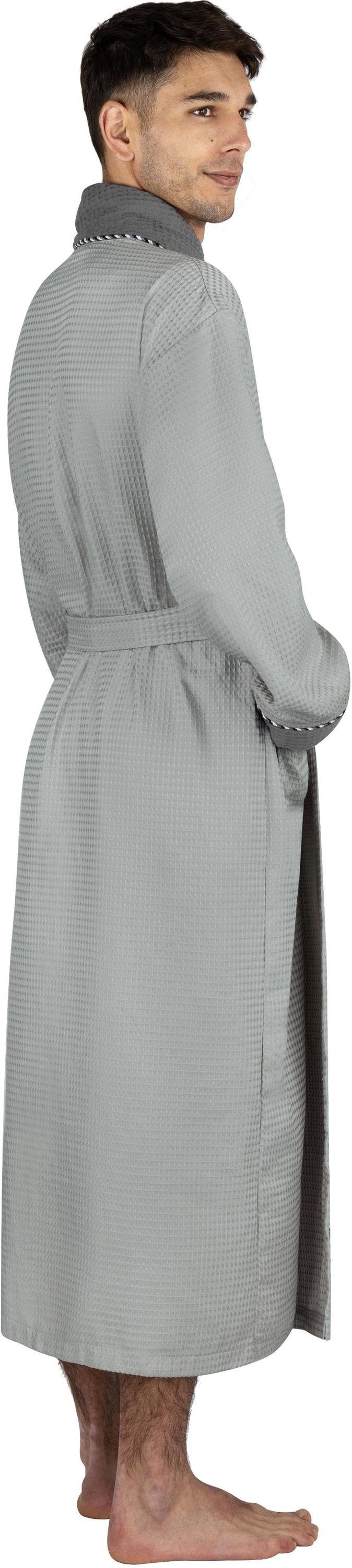 normani Herrenbademantel Herren Bademantel Waffelpique Moyo, Langform, Viskose, Mit Gürtel, Bindegürtel, Langer leichter Morgenmantel aus Bambusviskose