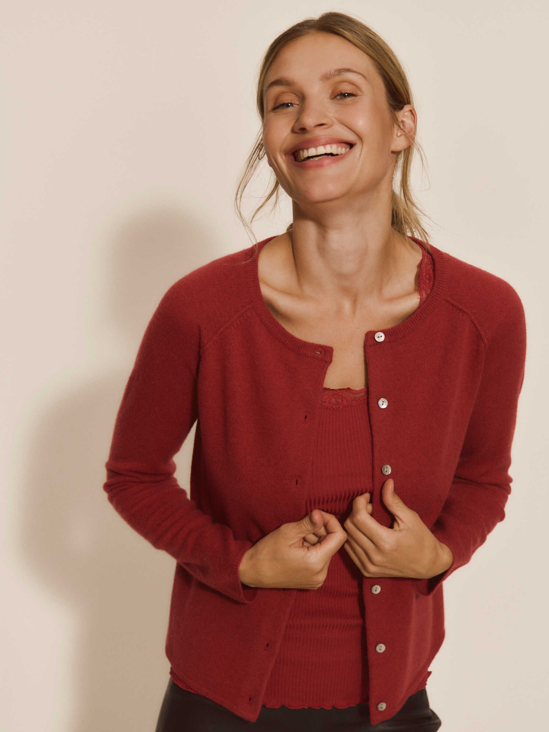 rosemunde Strickjacke Laica cardigan mit Wolle und Kaschmir mit Rundhalsausschnitt, Woll-Kaschmir-Mix