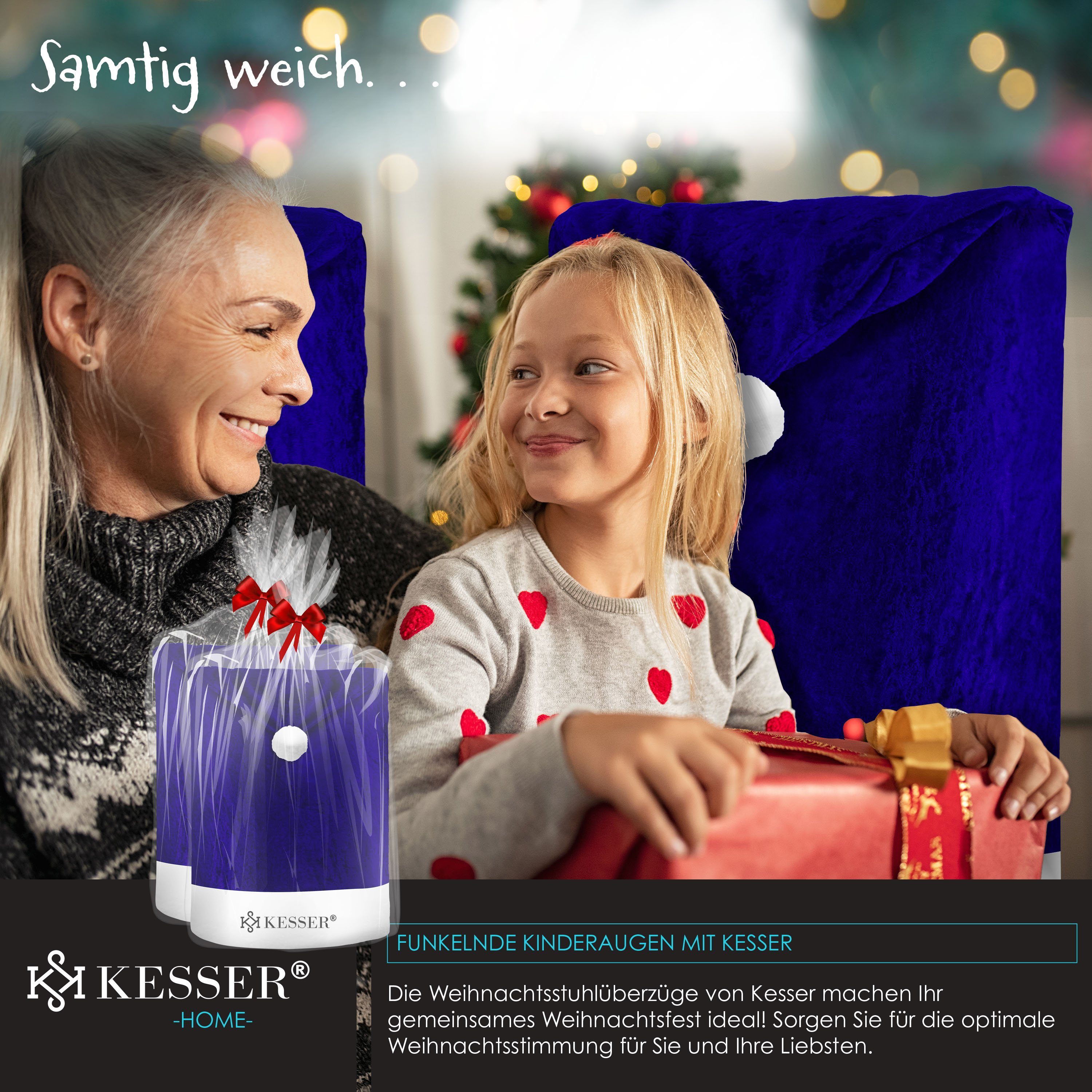 KESSER Weihnachtsfigur, Premium Weihnachtsstuhlüberzug Set Stuhlhussen für Weihnachten