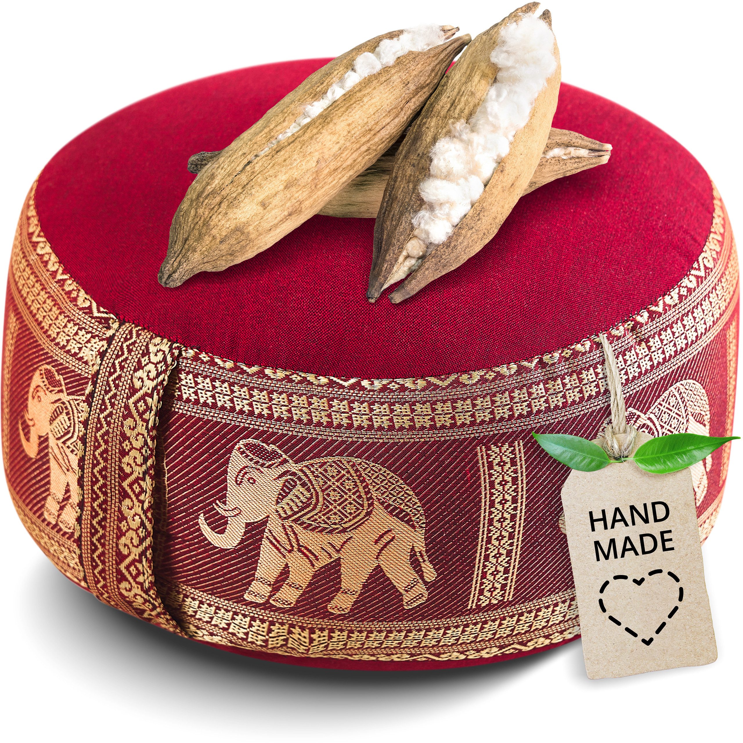 livasia Meditationskissen Zafukissen (Deluxe) - 32x20cm, Kapok, vegan, handgefertigt