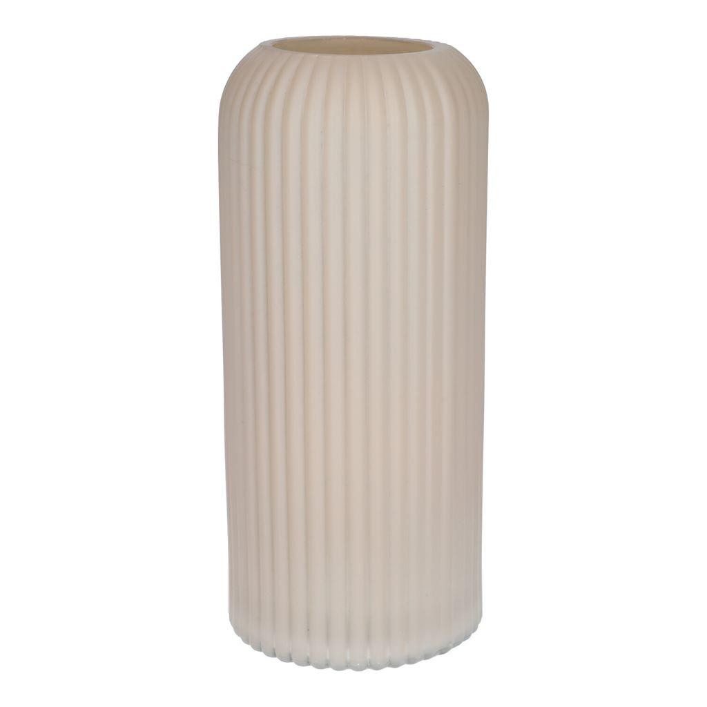 INNA-Glas Dekovase Dekovase ALBURGIS mit Rillen, Glas, Creme-matt, 25cm, Ø10cm