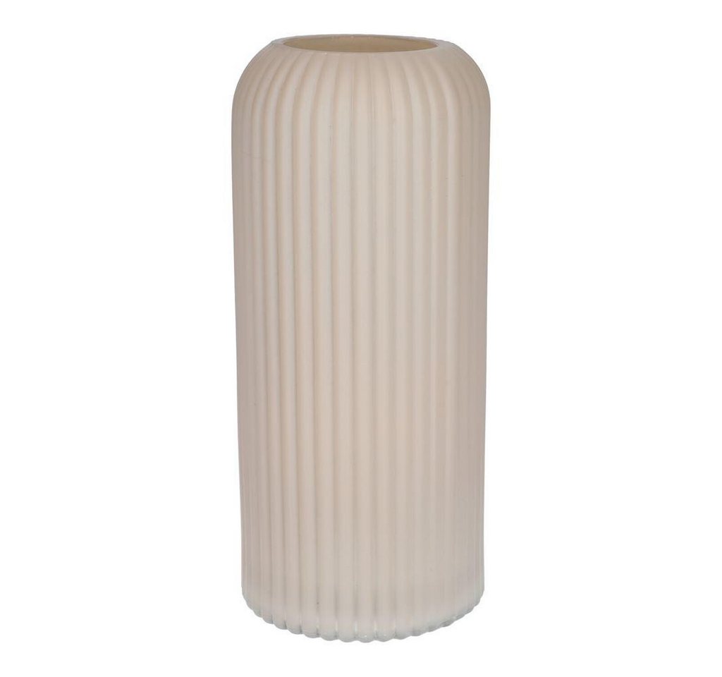 INNA-Glas Dekovase Dekovase ALBURGIS mit Rillen, Glas, Creme-matt, 25cm, Ø10cm