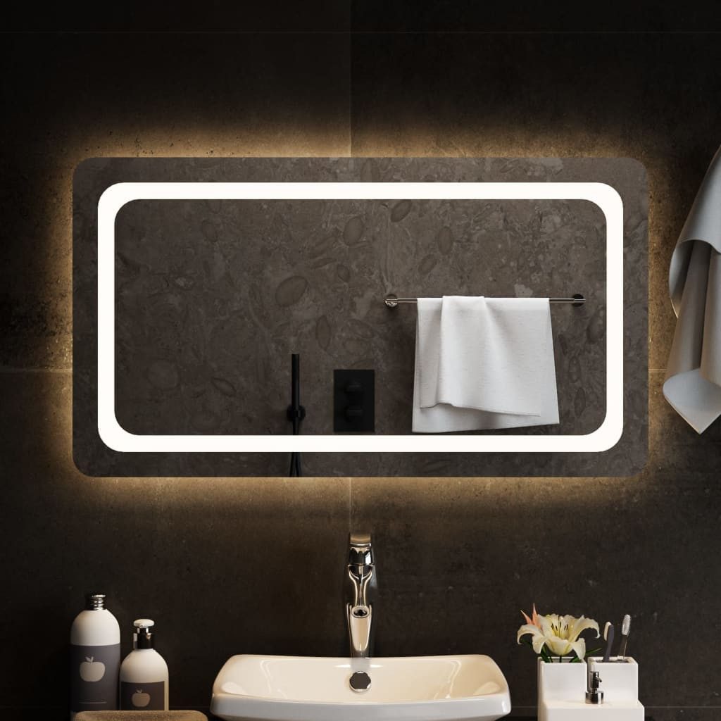 vidaXL Spiegel 90 x 50 cm LED-Badspiegel 90x50 cm Bad Spiegel Beleuchtet Badezimmer