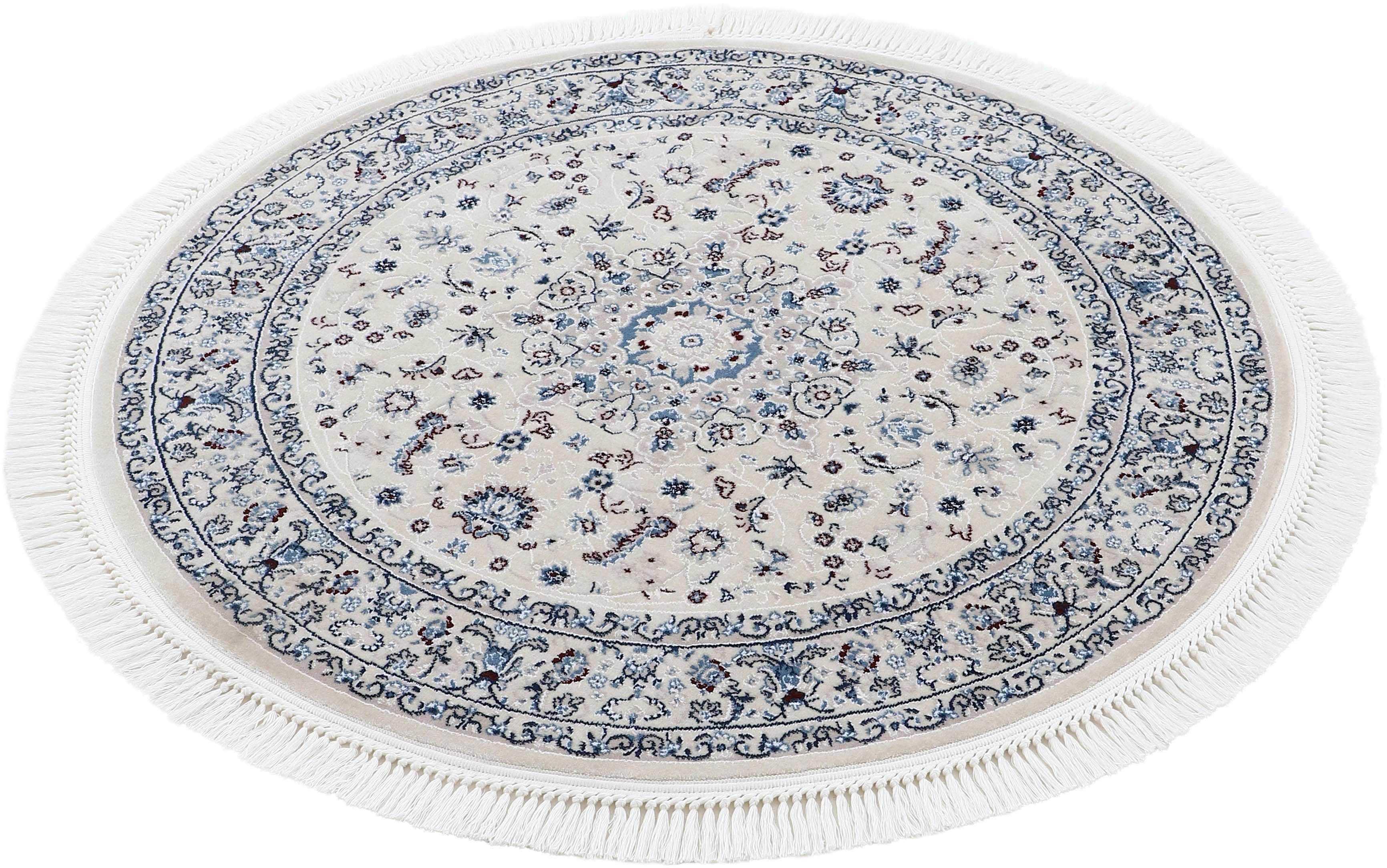 Teppich Nain mm, Look Diane, carpetfine, 8 creme Orient rund, Kurzflorteppich, Höhe