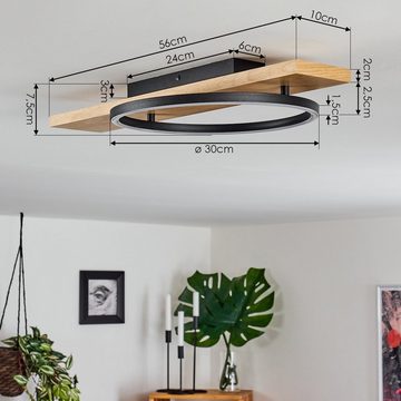 hofstein Deckenleuchte Holz Decken Lampen LED modern Flur Strahler schwarz Wohn Schlaf Raum