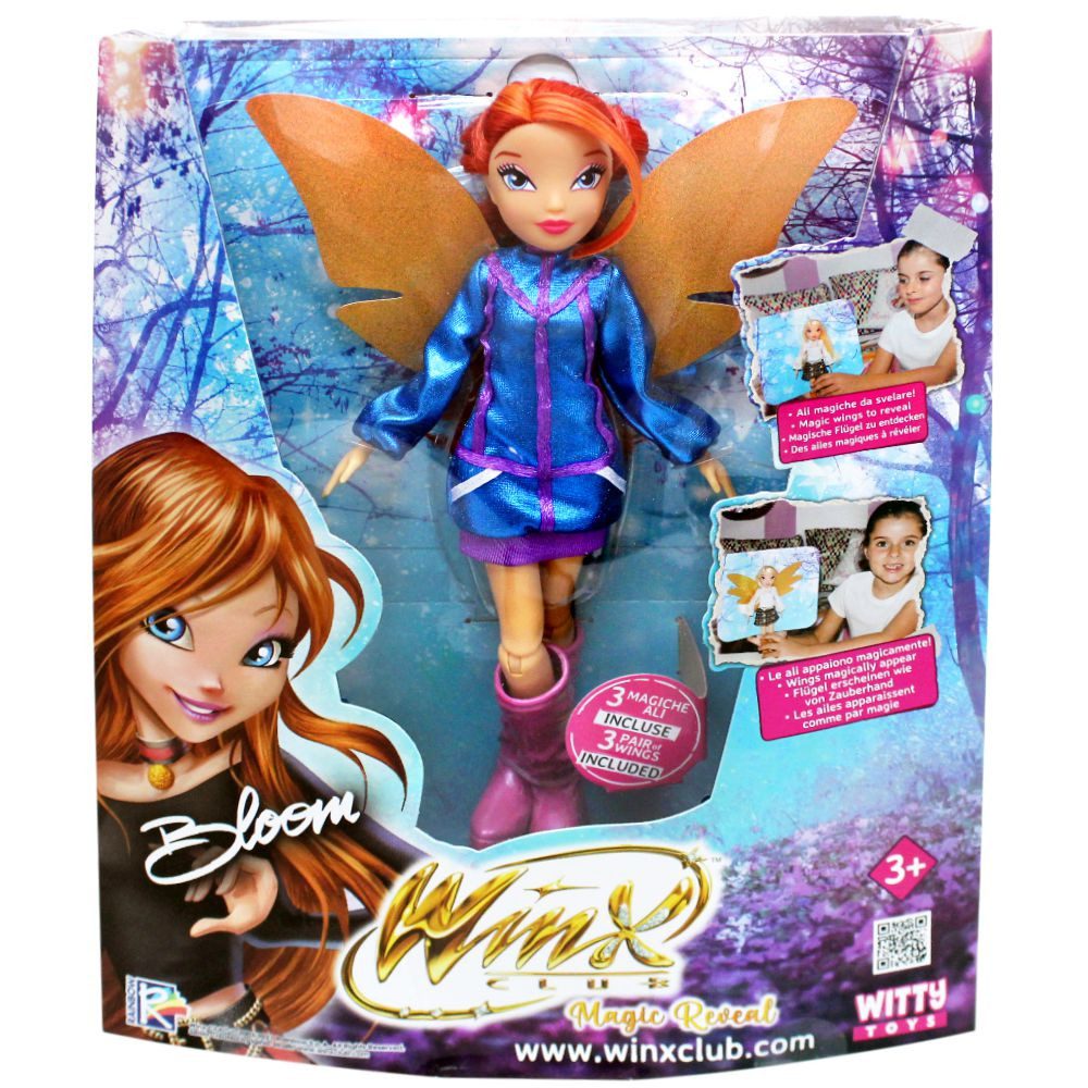 Winx Club Anziehpuppe Bloom Magic Reveal Puppe Winx Club Mit austauschbaren Flügeln