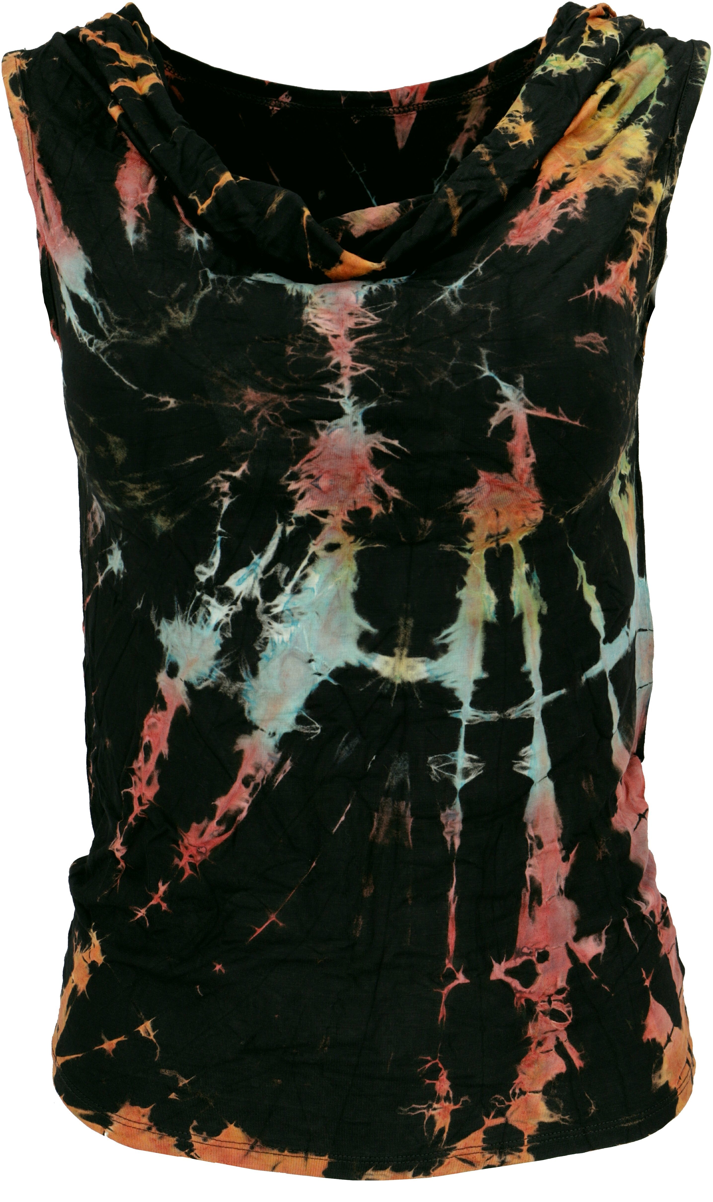 Guru-Shop T-Shirt Batik Top, Unikat Tie Dye Top mit.. Festival, Ethno Style, Hippie, alternative Bekleidung
