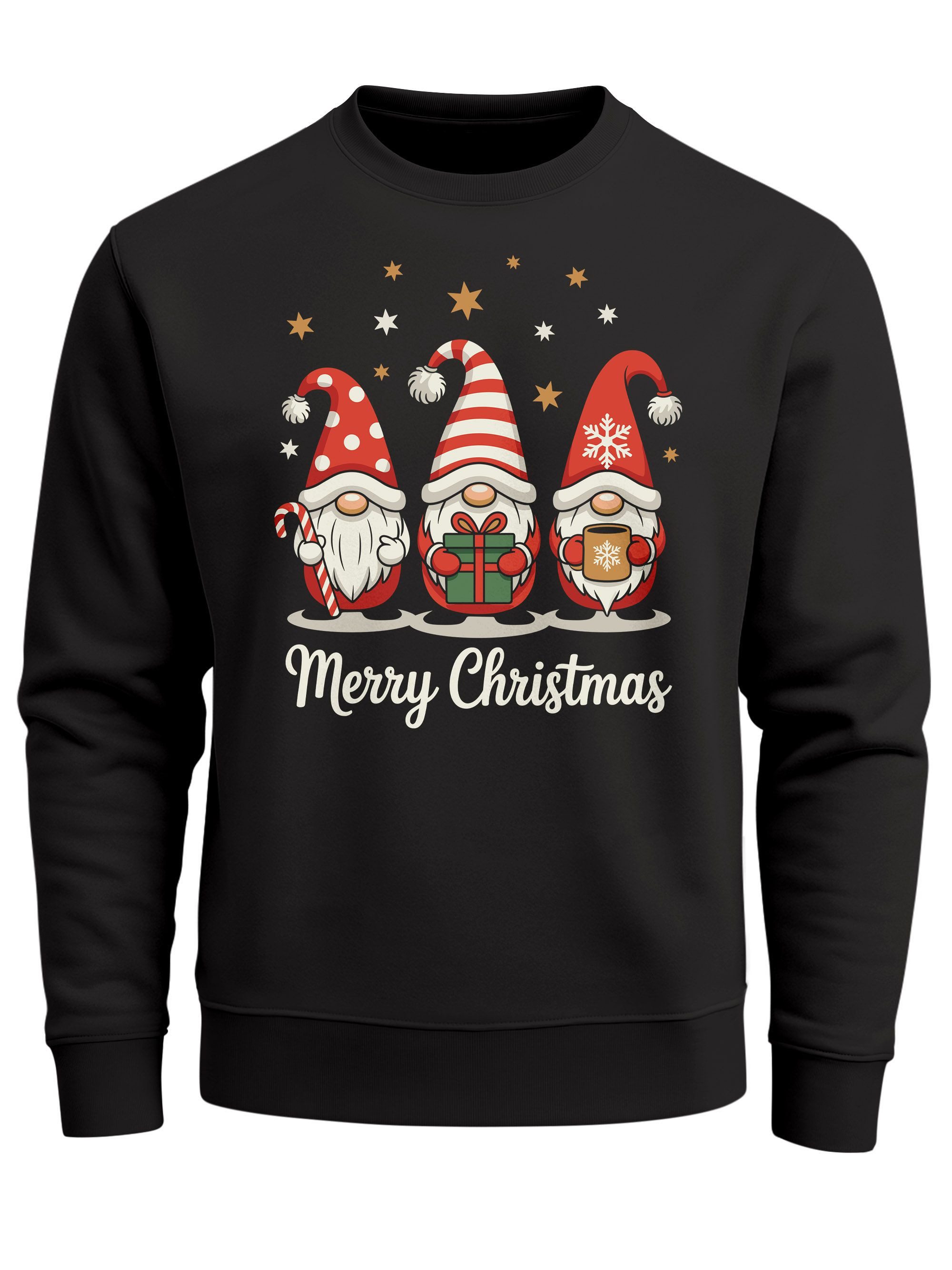 Sweatshirt Sweatshirt Herren Weihnachtspullover Wichtel Aufdruck Merry Christmas