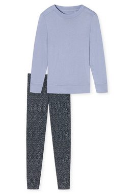 Schiesser Pyjama "Contemporary Nightwear" (2 tlg) unifarbenes Oberteil mit gemusterter Hose