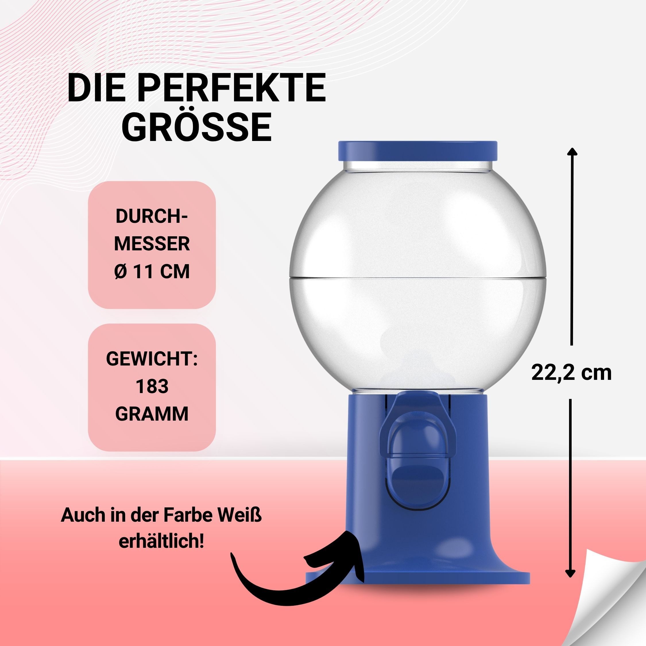 elasto Vorratsdose Bonbonspender für Kaugummi mit abnehmbarem Deckel – Bild 4 von 5