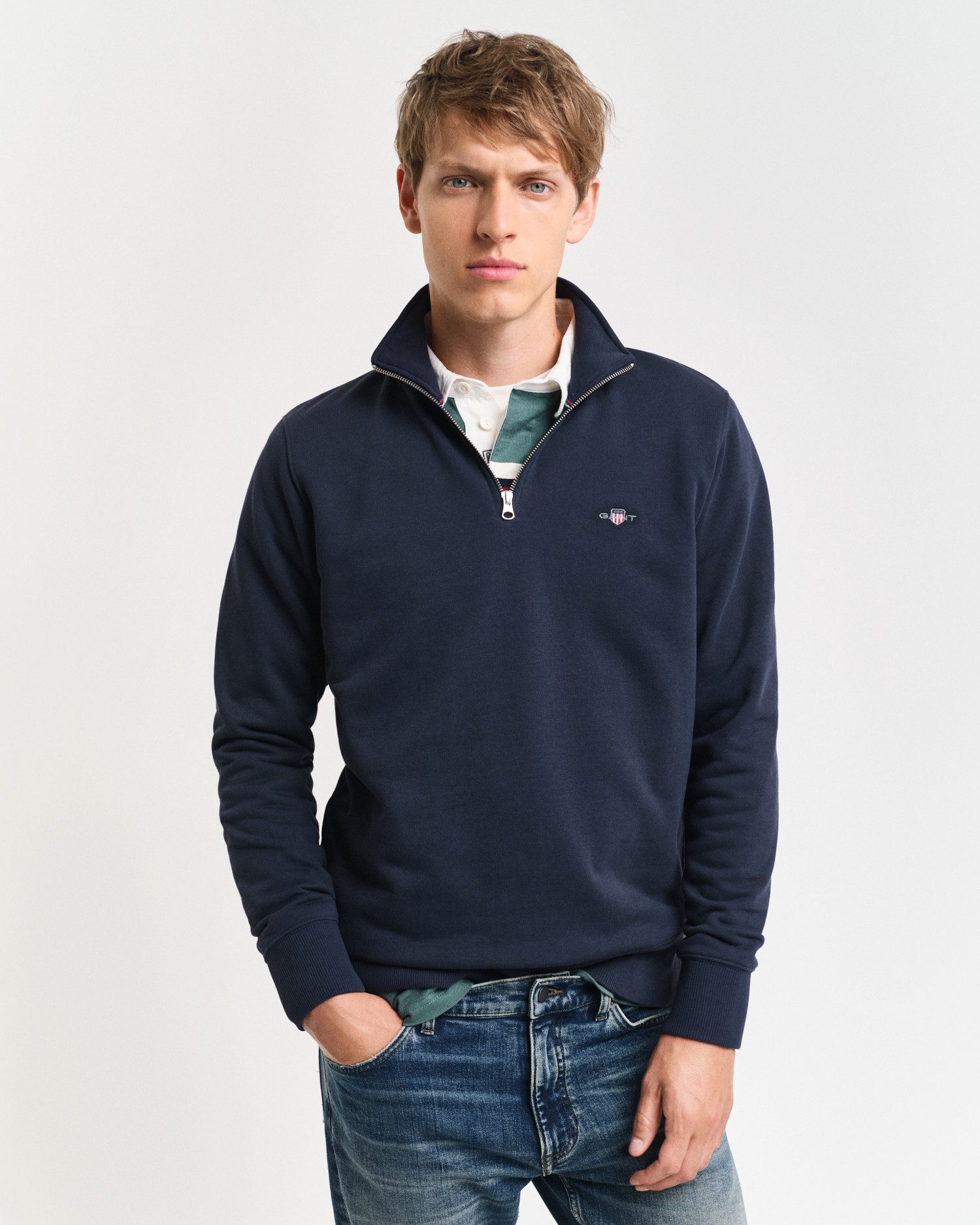Gant Sweatshirt REG SHIELD HALF ZIP SWEAT mit Logostickerei auf der Brust günstig online kaufen