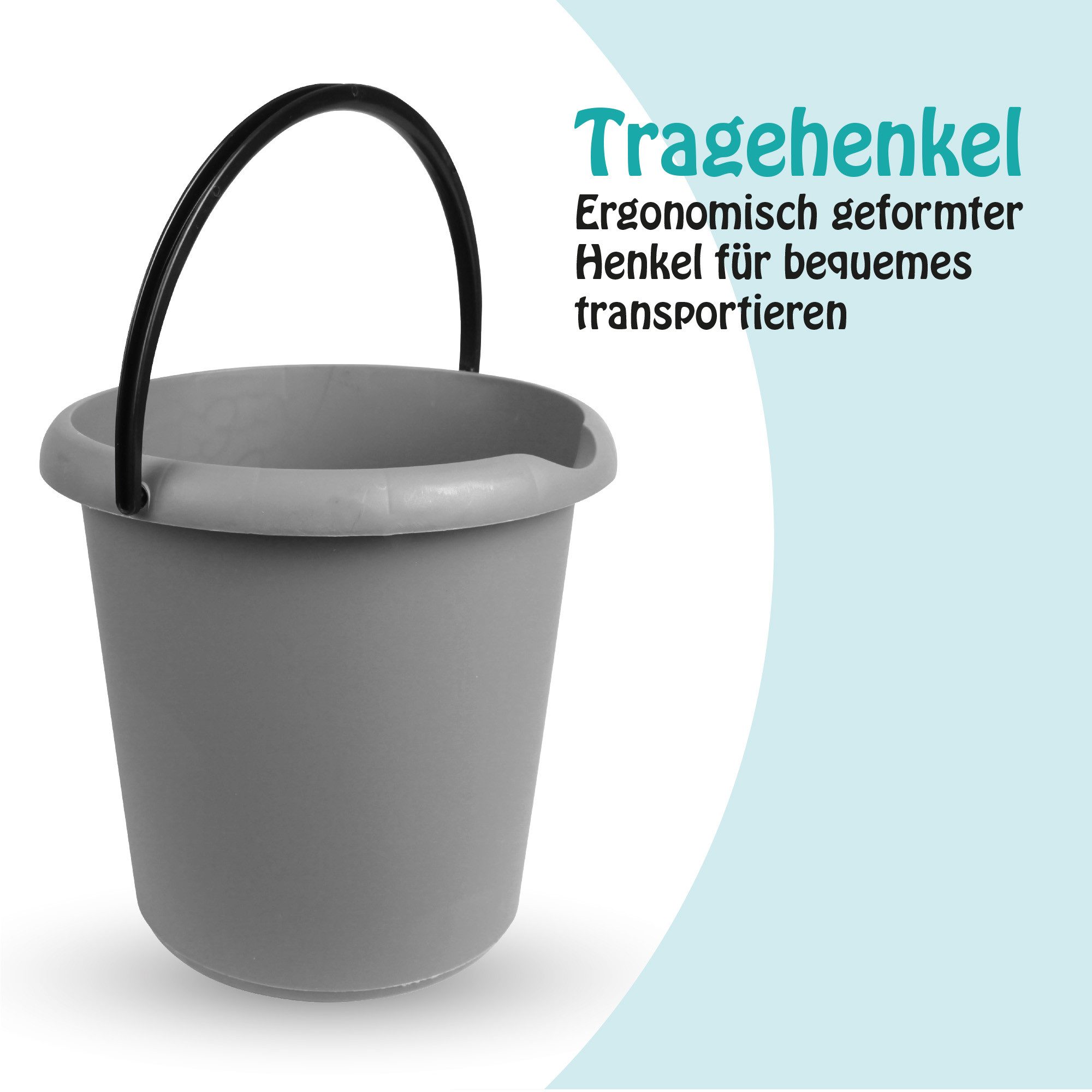 ProHome Putzeimer Kunststoff-Eimer, (3er Set), Haushaltseimer, 5 Liter, Eimer BPA-frei, Made in EU