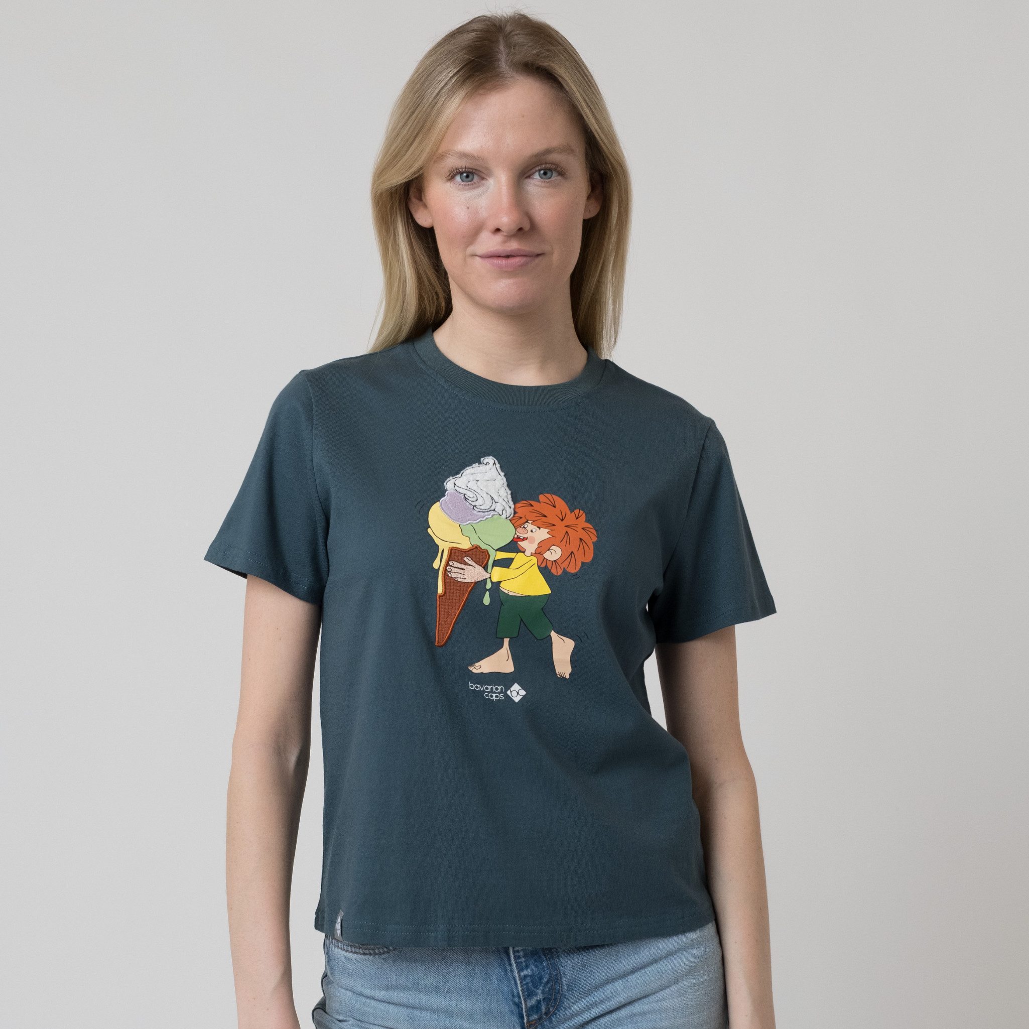 Bavarian Caps T-Shirt Bavarian Caps Damen T-Shirt "Pumuckl Schleckeis" - dunkelgrün (T-Shirt, T-Shirt)