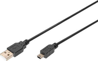 Digitus USB 2.0-Anschlusskabel, Typ A auf Mini B USB-Kabel, USB 2.0 Mini-B, USB Typ A (108 cm)