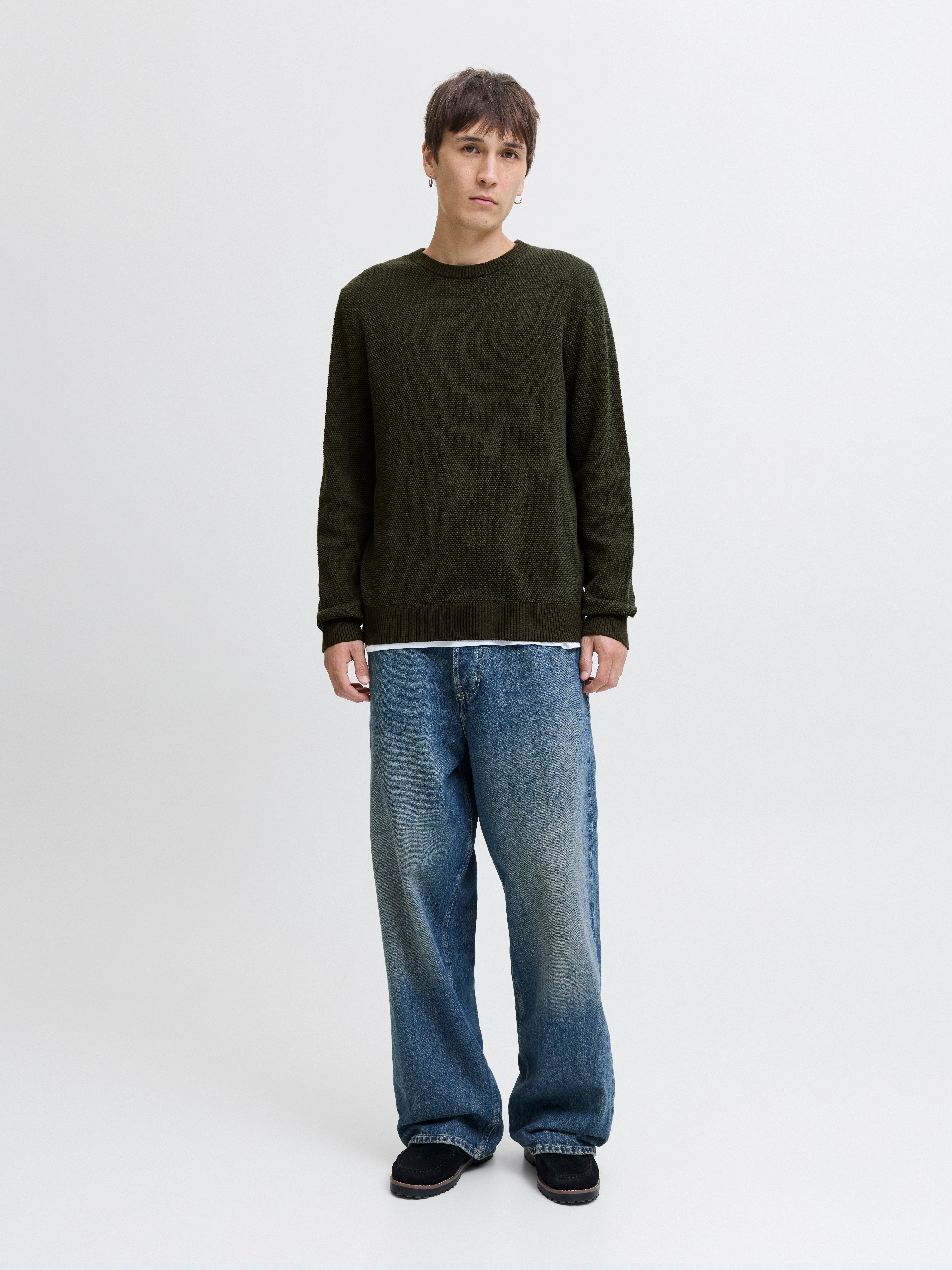 Jack & Jones Rundhalspullover JJEGLOBE KNIT CREW NECK NOOS in Strick Optik – Bild 5 von 5