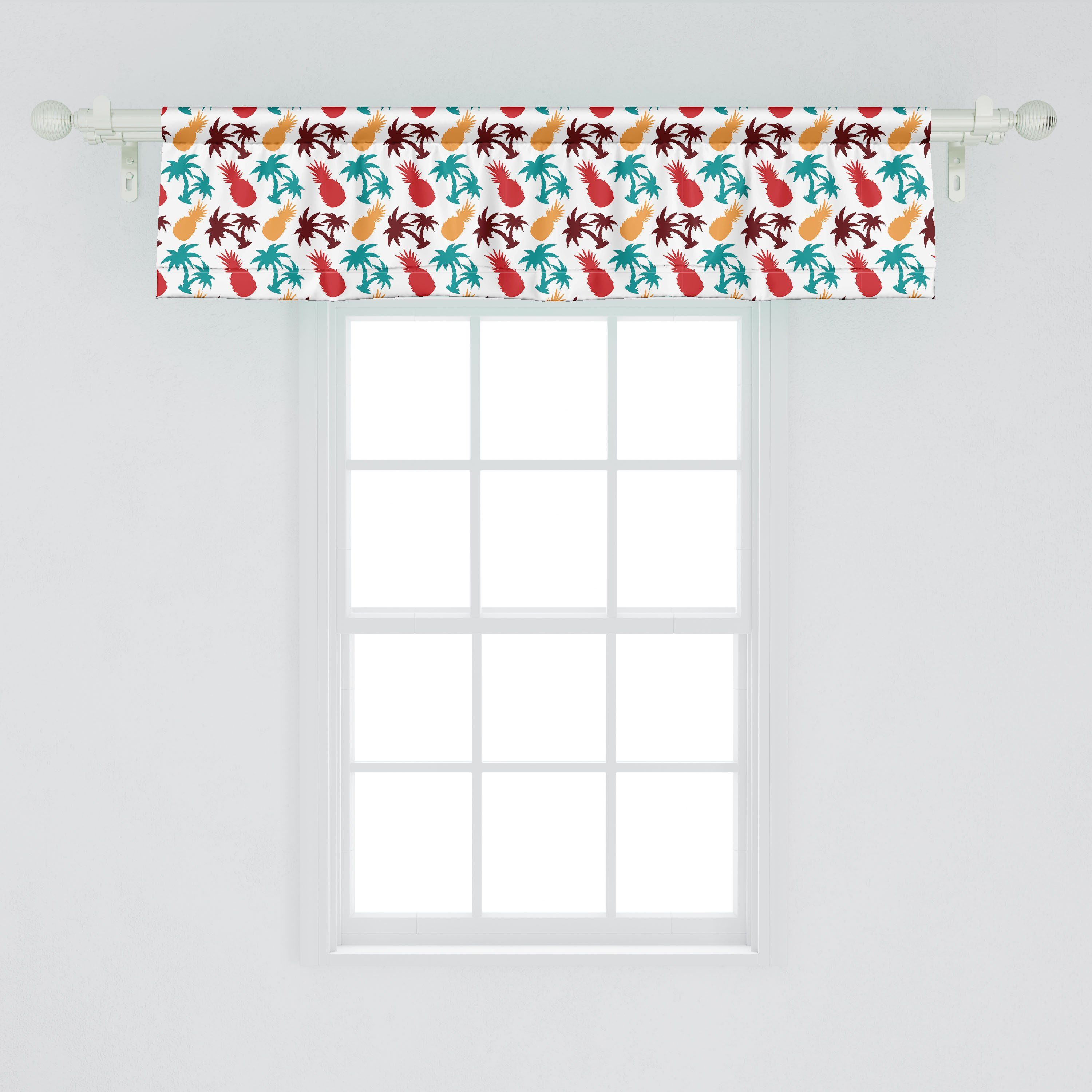 Scheibengardine Vorhang Volant für Tropisch Microfaser, Küche mit Dekor Abakuhaus, Stangentasche, Palmen-Insel Schlafzimmer