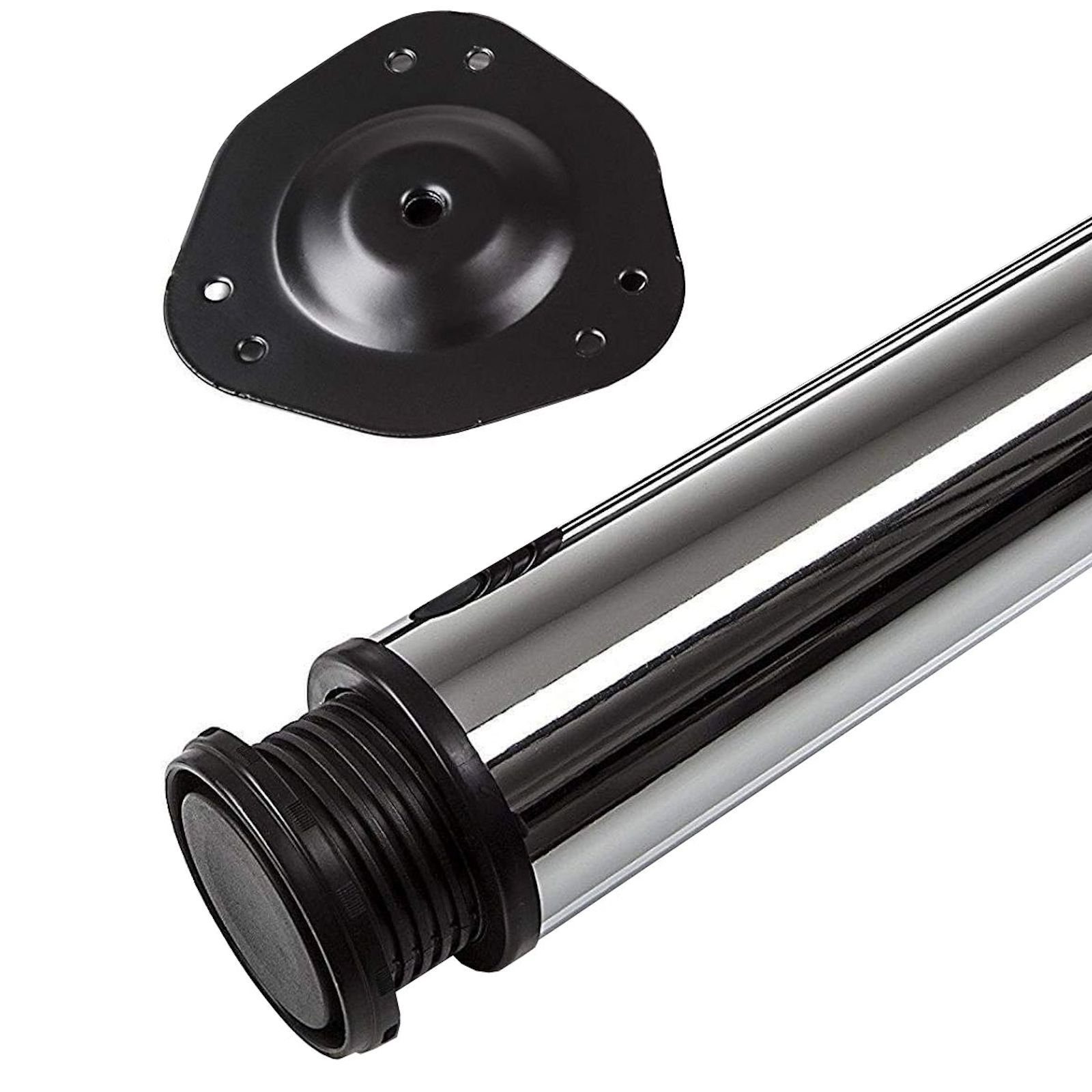 SO-TECH® Tischbein Ø 76 / 80 mm, belastbar bis 75 kg pro Stück, H: 82cm, Stahl, Chrom poliert, höhenverstellbar bis 32mm, 1x