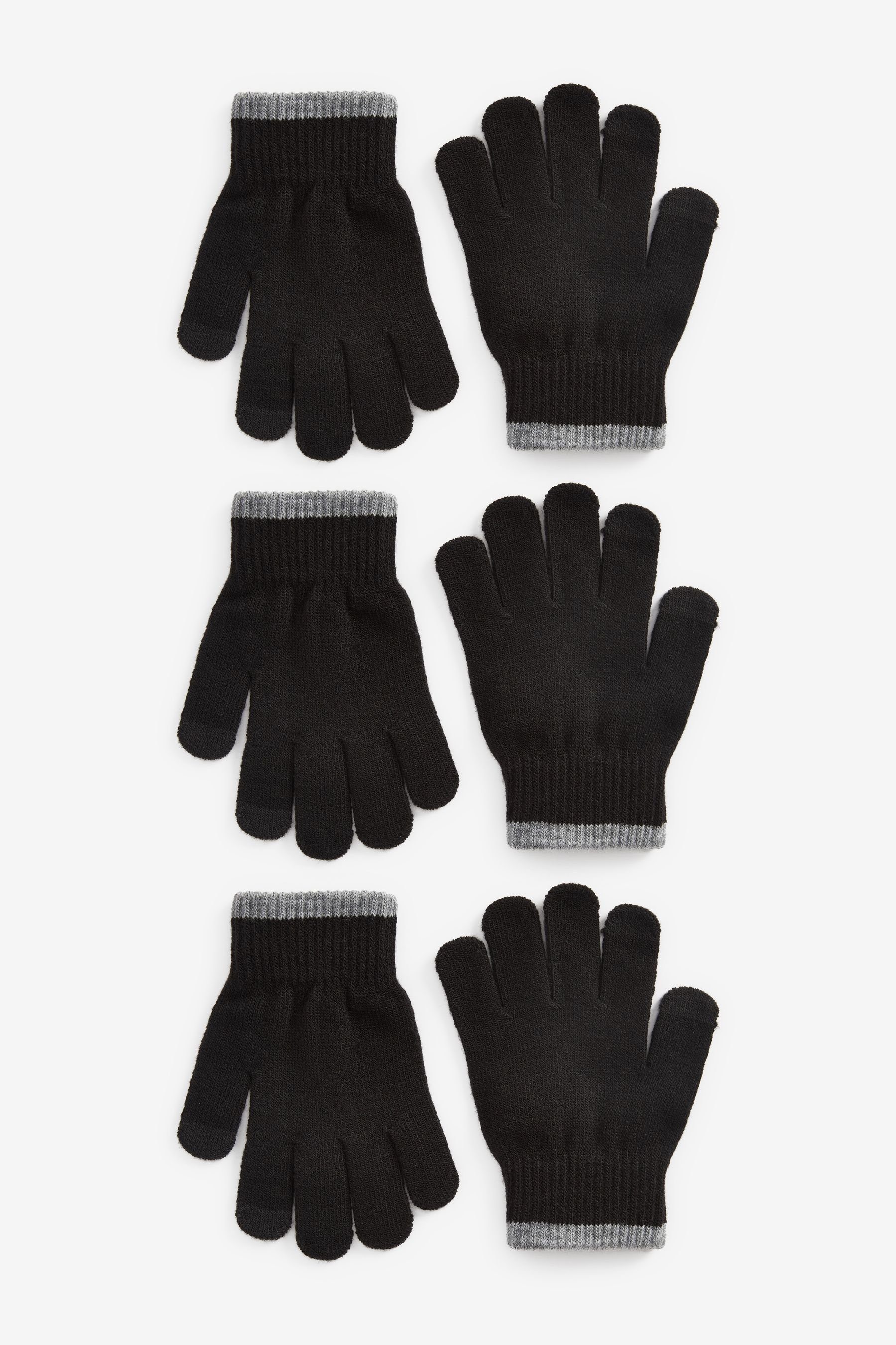Next Black Touch-Tip-Handschuhe 3er-Pack Strickhandschuhe Magic
