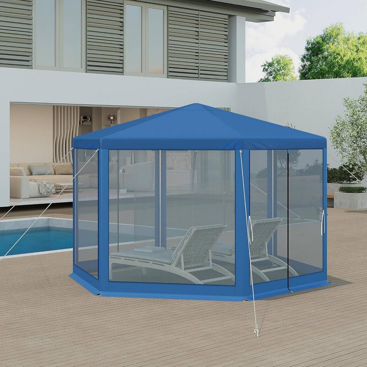 Woltu Pavillon, mit 4 Seitenteilen, 3,8x3,3 günstig online kaufen