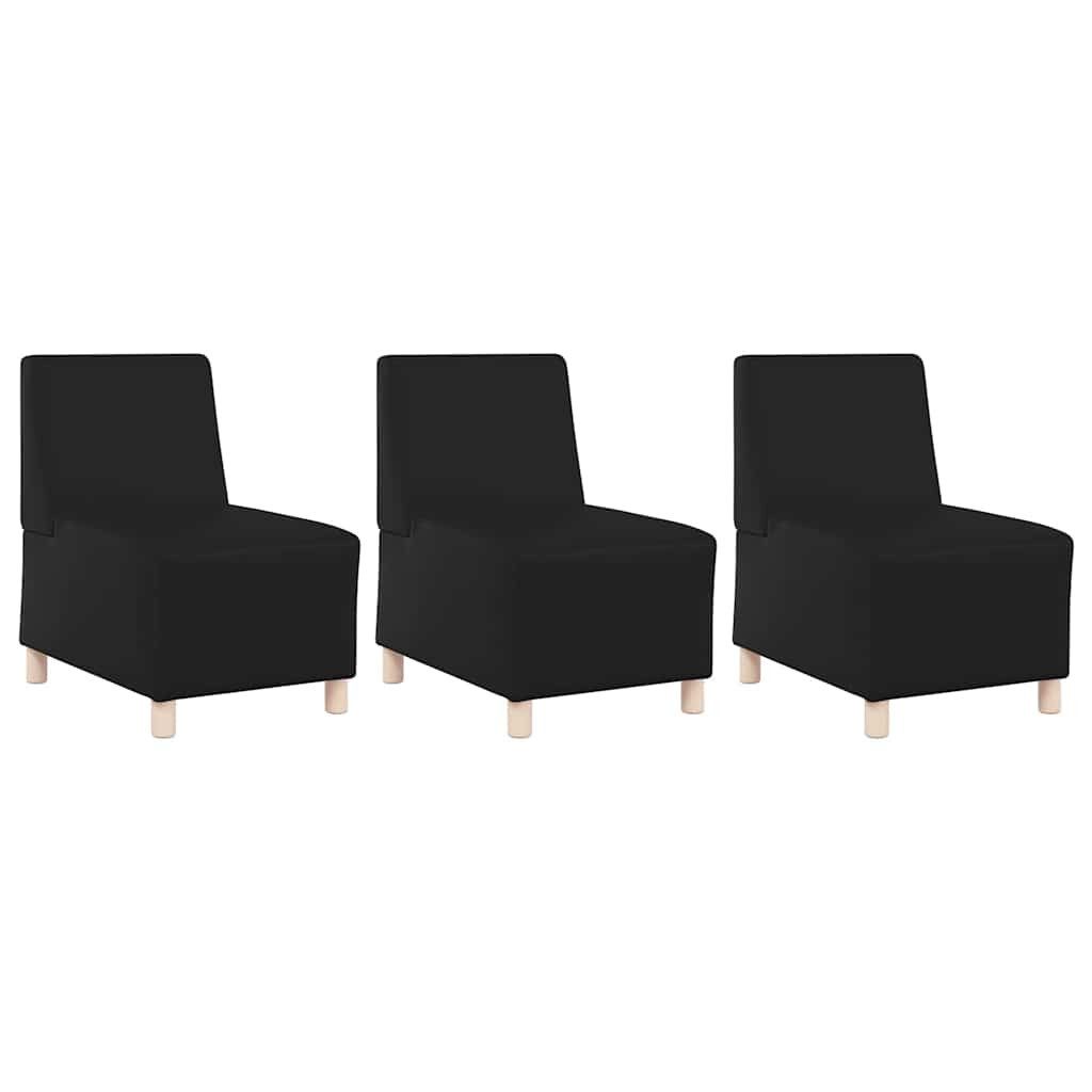 vidaXL Sofa Modulares Armfreies Sofa 3 pcs Schwarz 55 x 74 x 82 cm, 3 Teile