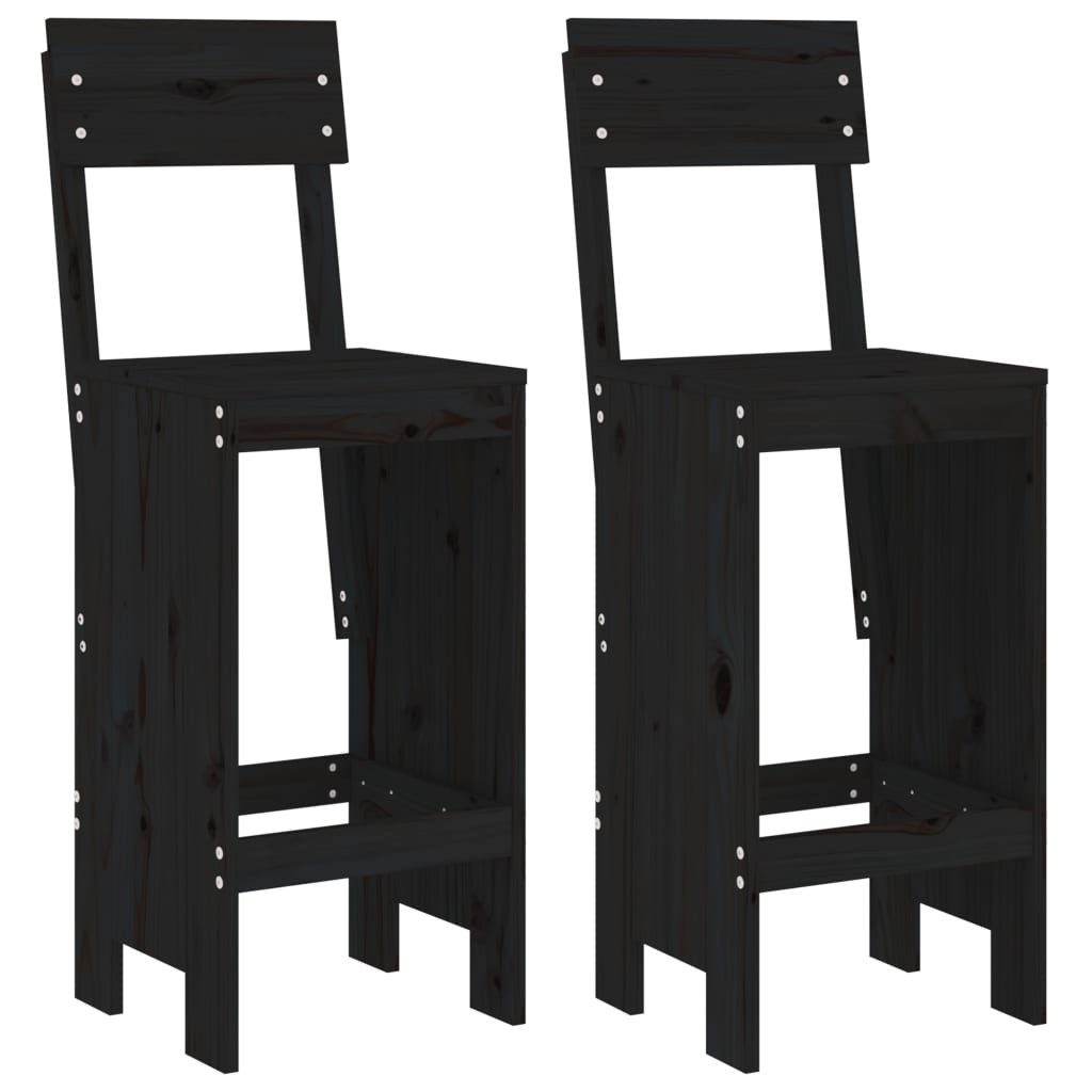 vidaXL Gartenstuhl Barhocker 2 Stk. Schwarz 40x48,5x115,5cm Massivholz Kiefer (2 St)