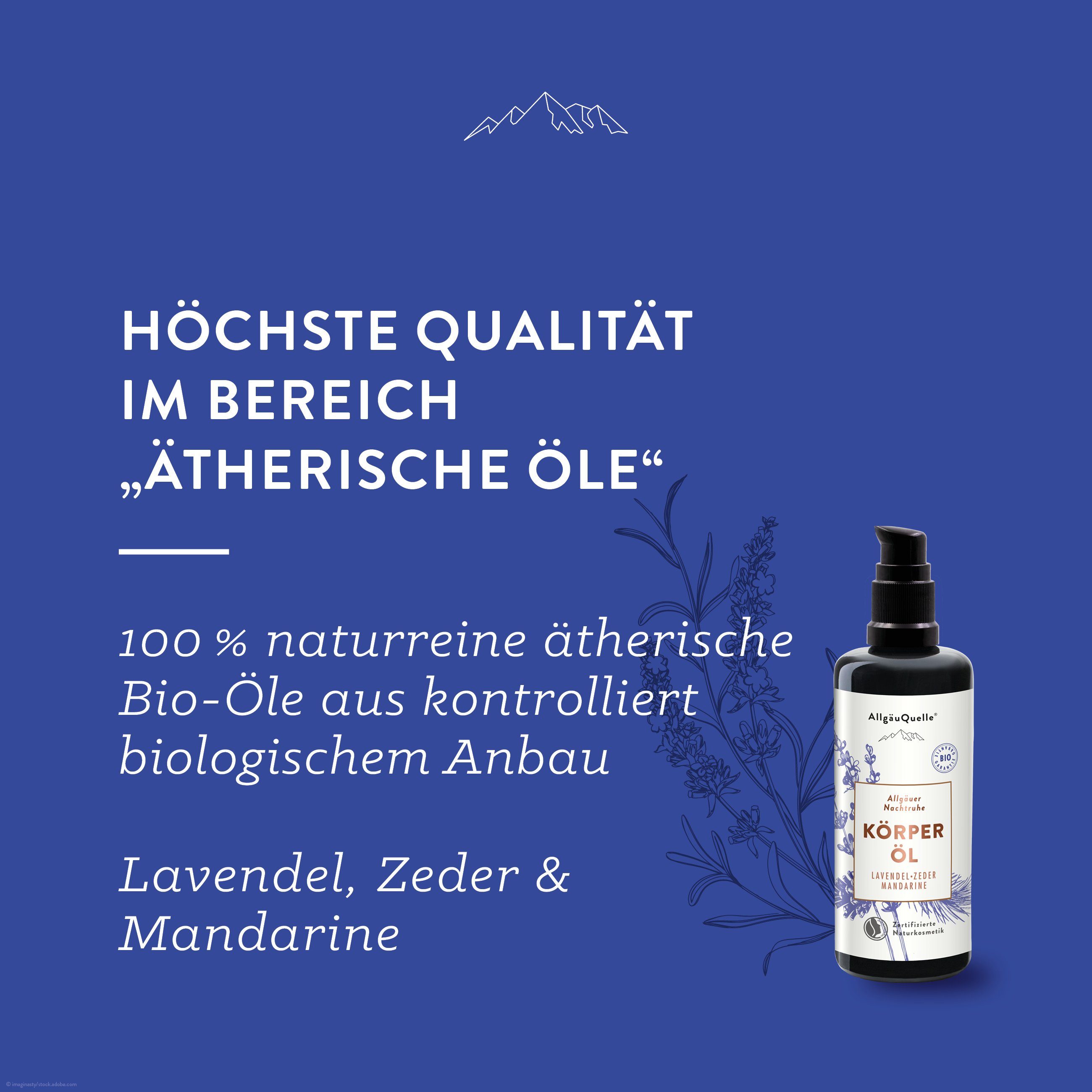 Bio Lavendel, und Allgäuer Mandarine Zeder Nachtruhe Pflegeöl, mit Allgäuquelle Körperöl Körperöl