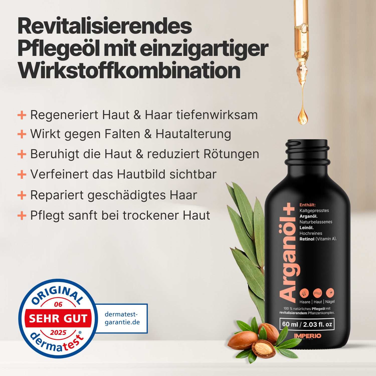 IMPERIO Haaröl Arganöl+ mit Retinol für Haare, Haut & Nägel, 1-tlg., Retinol
