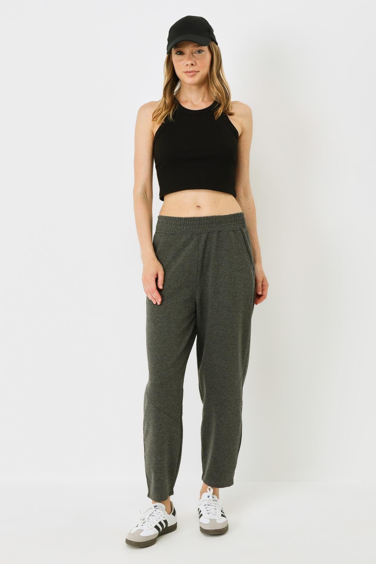 C&CITY Blusenbody Damen Halterneck Ripp Stretch Crop Top