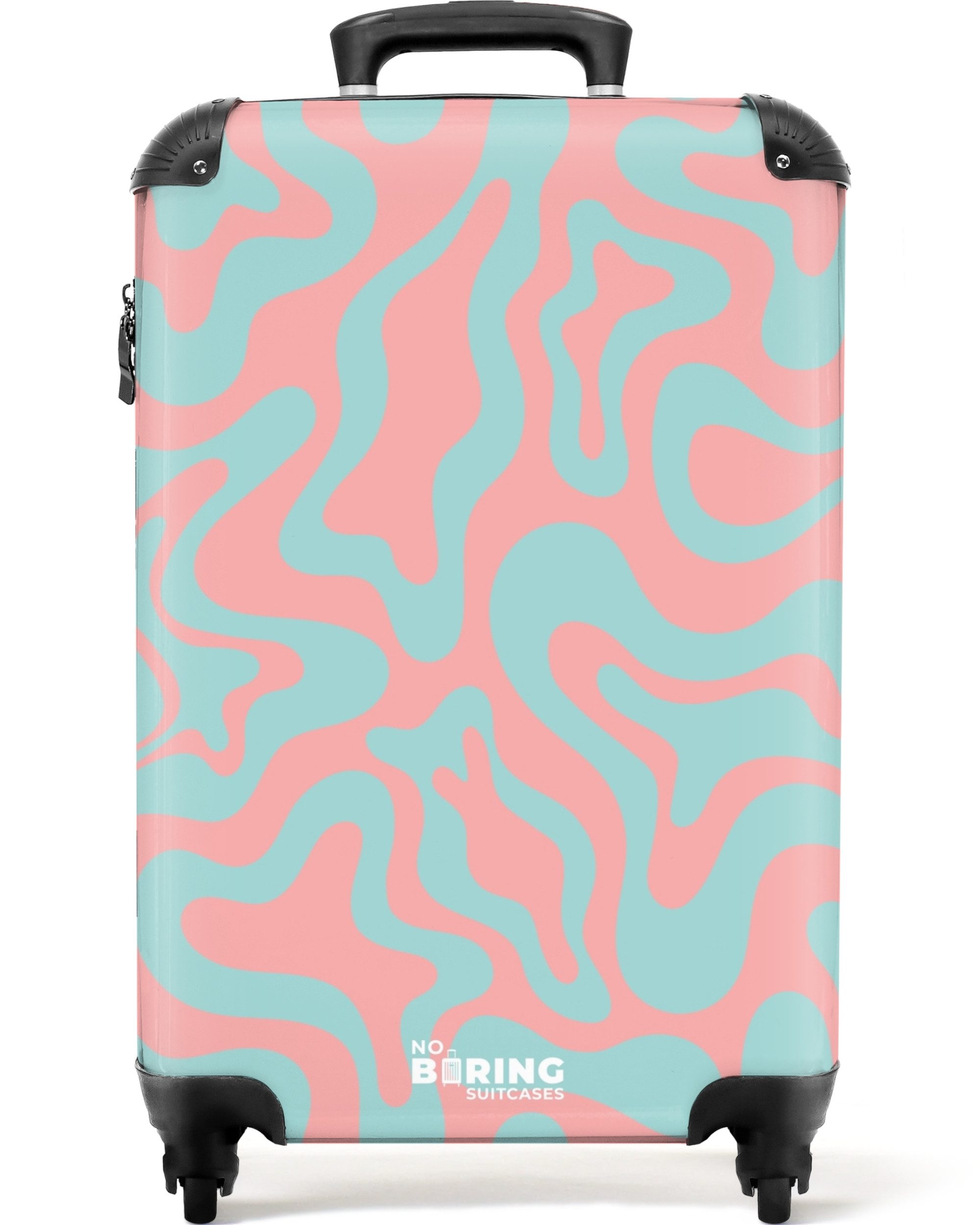NoBoringSuitcases.com© Hartschalen-Trolley Rosa mit blauem abstraktem günstig online kaufen