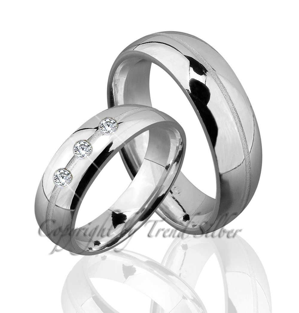 Trauringe123 Trauring Hochzeitsringe Verlobungsringe Trauringe Eheringe Partnerringe aus 925er Silber ohne Stein, J93