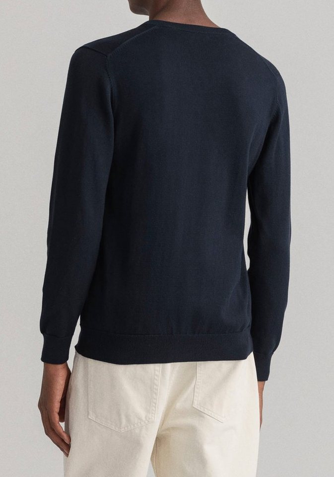 Gant V-Ausschnitt-Pullover Classic Cotton V-Neck Premium Strickpullver aus  weicher 100% Baumwolle, Übergangspullover, Regular-fit/ normale Form