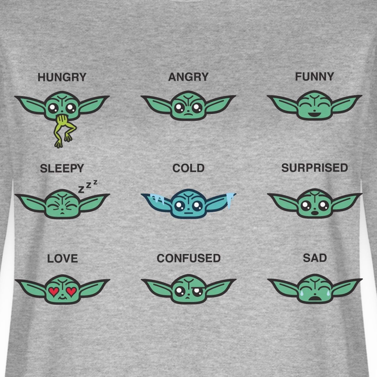 Spreadshirt T-Shirt Star Wars: Mandalorian Grogu Emotionen Premium Langarmshirt Damen (1-tlg)