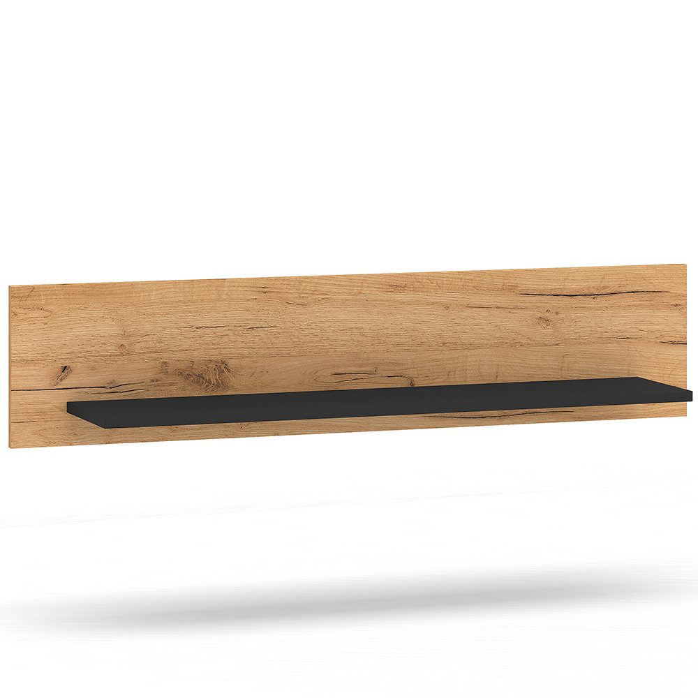 Lomadox Wandregal URBANIA-131, Wandboard Regal Regalbrett 110 cm breit modern in Eiche und schwarz
