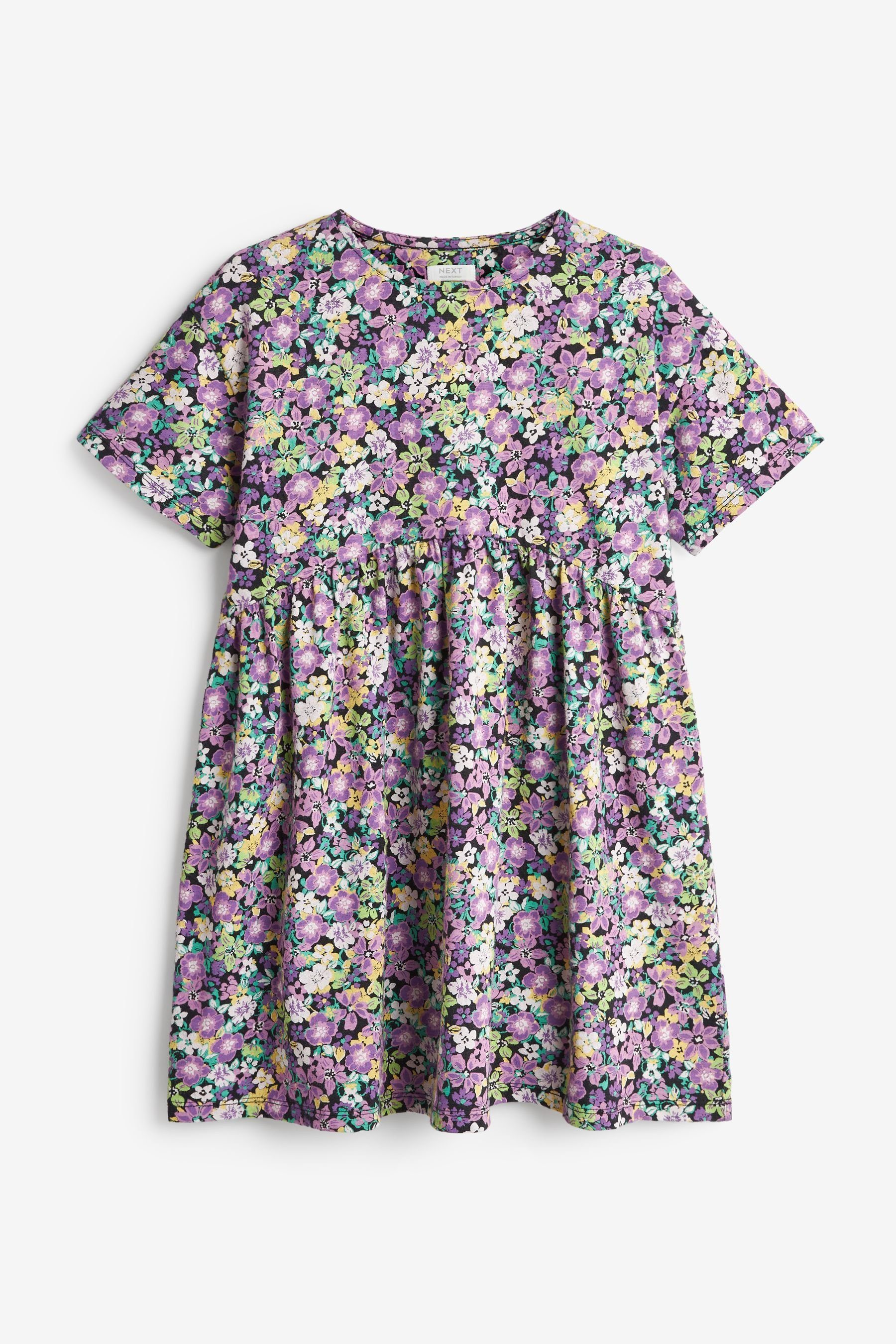 Lilac Purple/Green Jersey-Kleid Print Next Floral Ditsy Kurzärmliges (1-tlg) Jerseykleid
