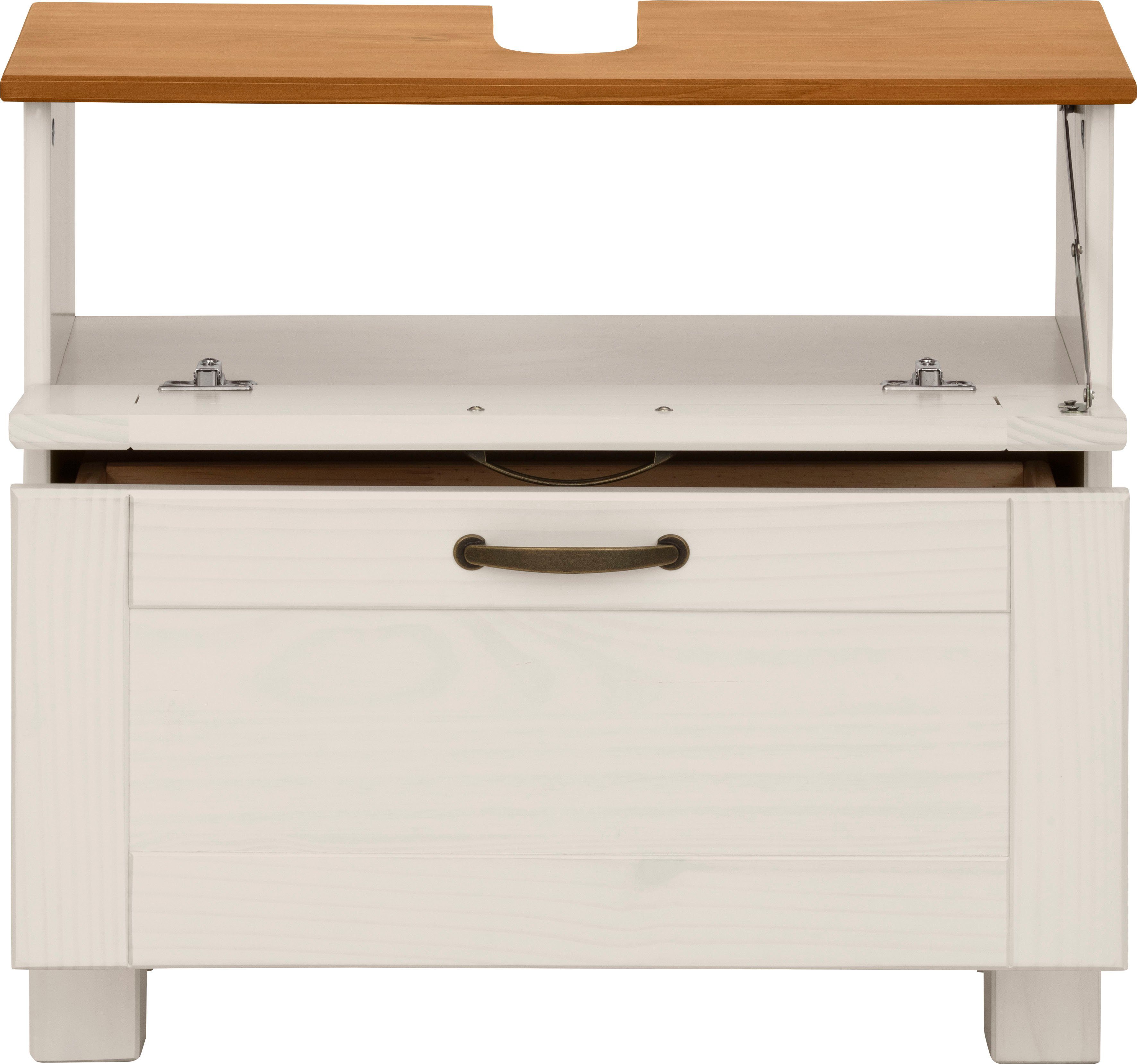 Home affaire Waschbeckenunterschrank Rodby FSC®-zertifiziertes Massivholz, Griffe Metall, Breite 60cm, Höhe 55cm – Bild 4 von 5