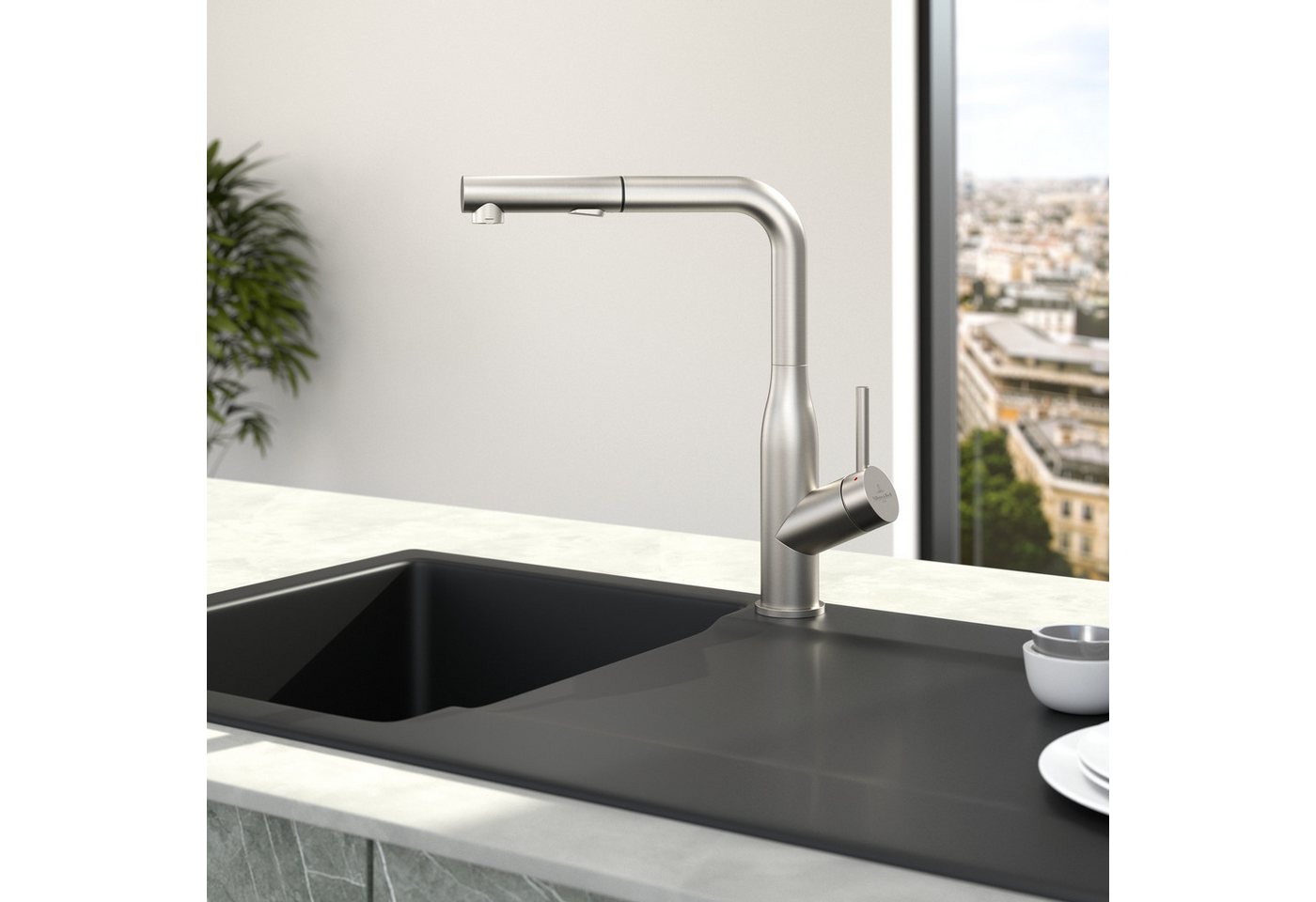 Thumbnail - Villeroy & Boch Küchenarmatur Armatur Wasserhahn Subway Style Shower 928500LC Edelstahl Hochdruck