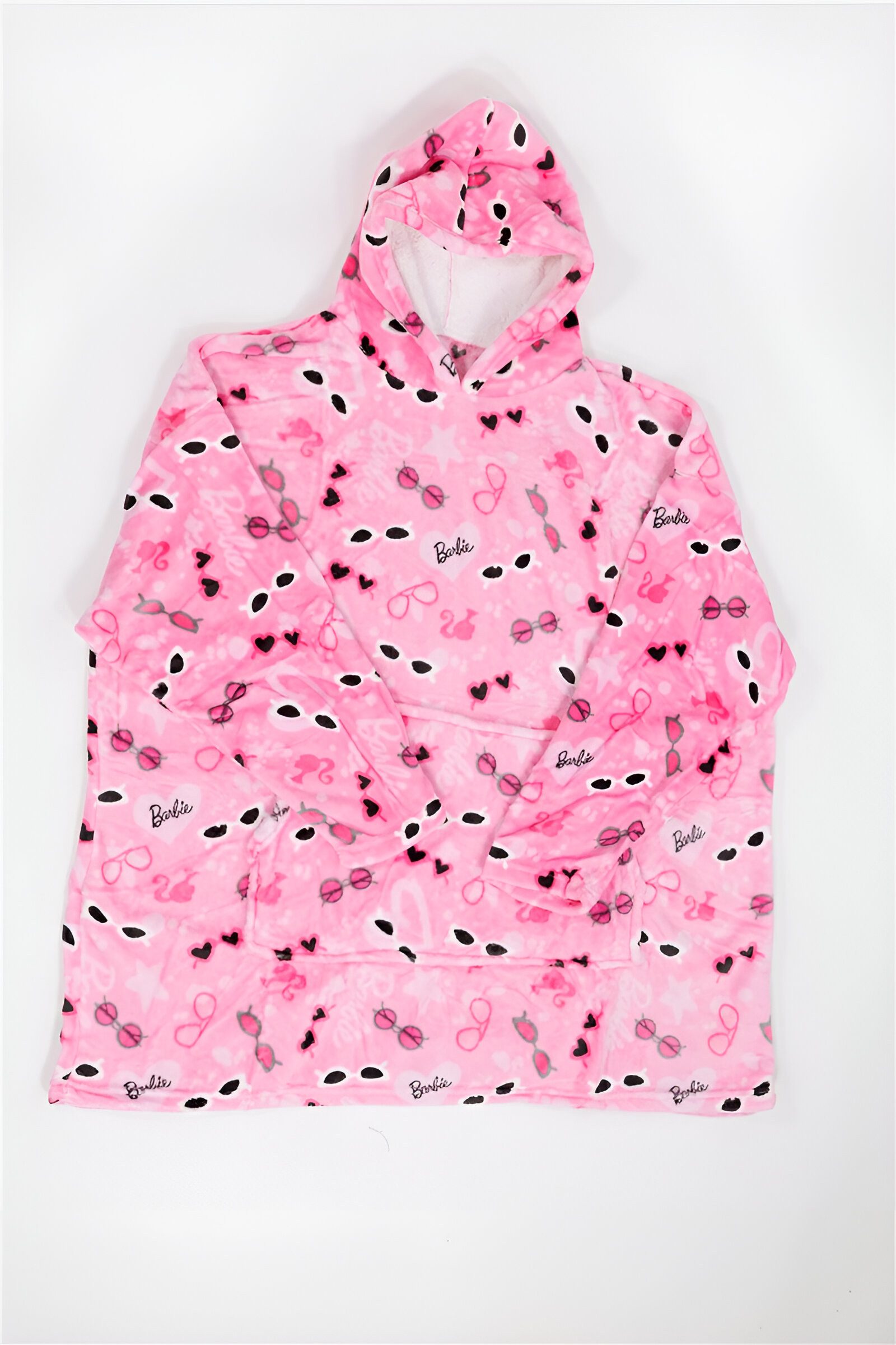 Barbie Sweatponcho Barbie Kuschelponcho Kuscheldecke mit Ärmeln Kapuze Tasche XS-L