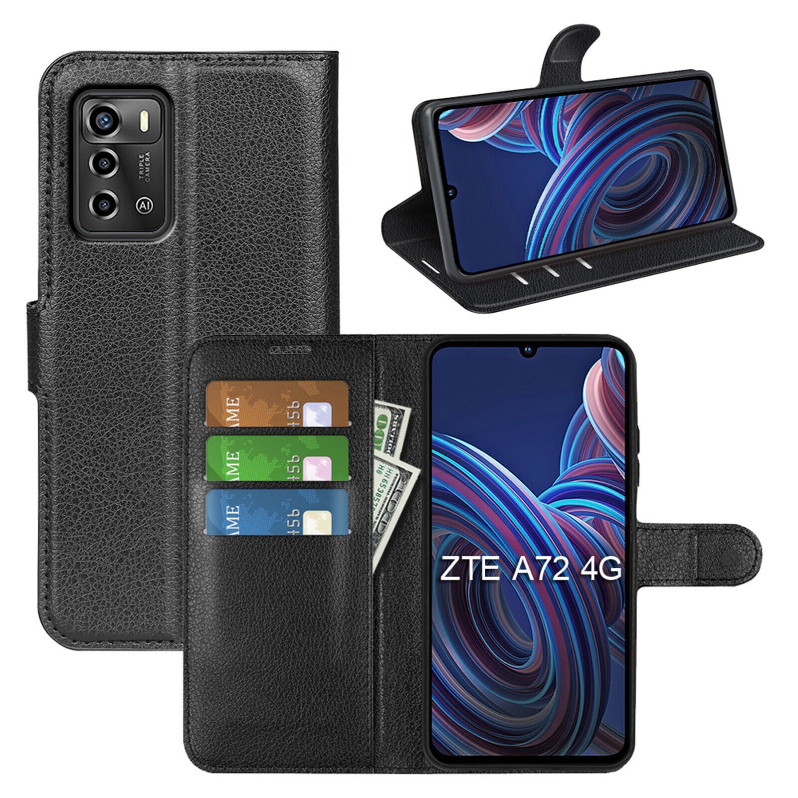 betterfon Handyhülle Handytasche für ZTE Blade V40 Vita Klapphülle Schwarz, 3 Kartenfächer, Magnetverschluss & Standfunktion im Lederlook