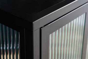 LebensWohnArt Mehrzweckschrank Elegante Virine ACERO 102x80cm schwarz Metall Konsole