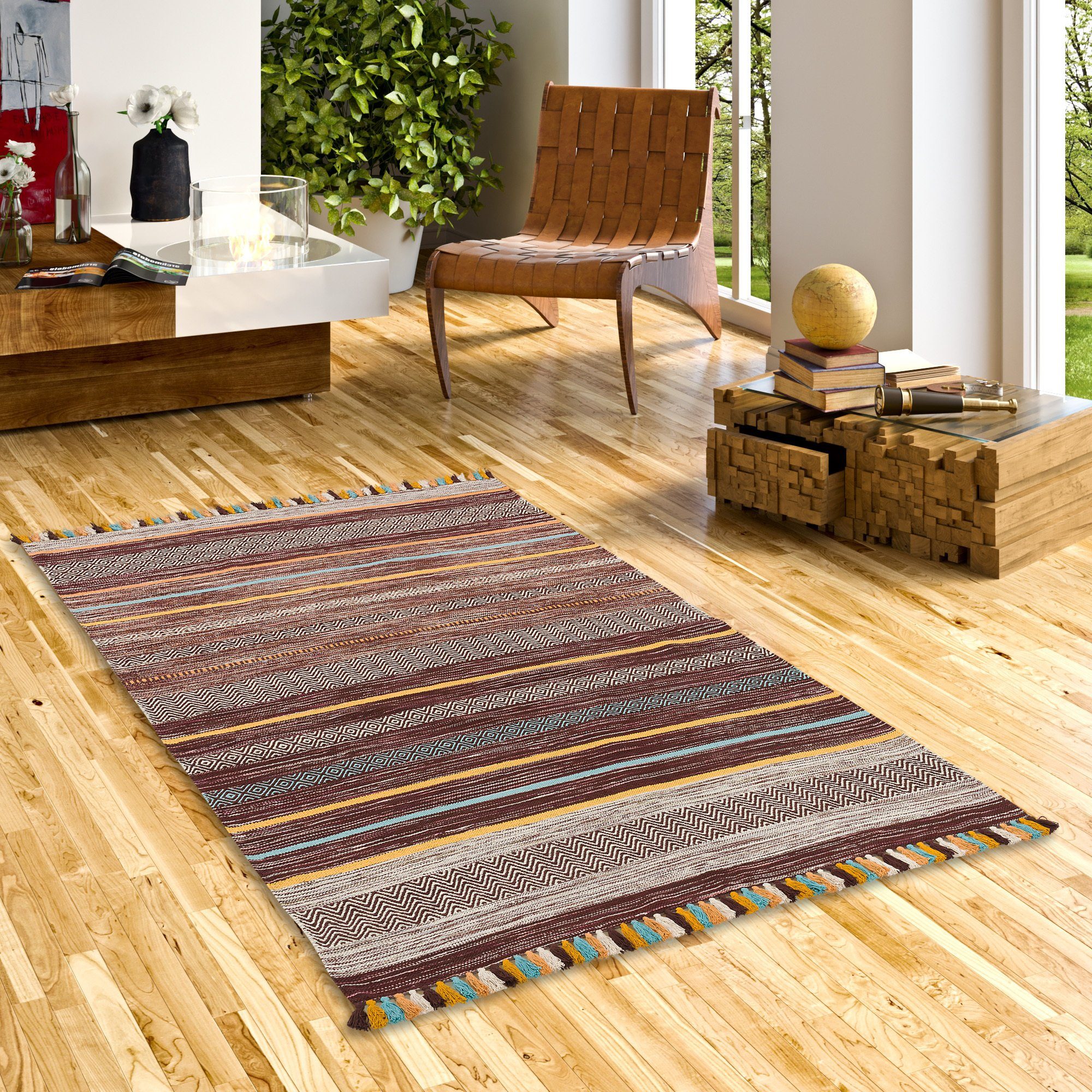 Pergamon Wollteppich Natur Teppich Kelim Kalleen, günstig online kaufen