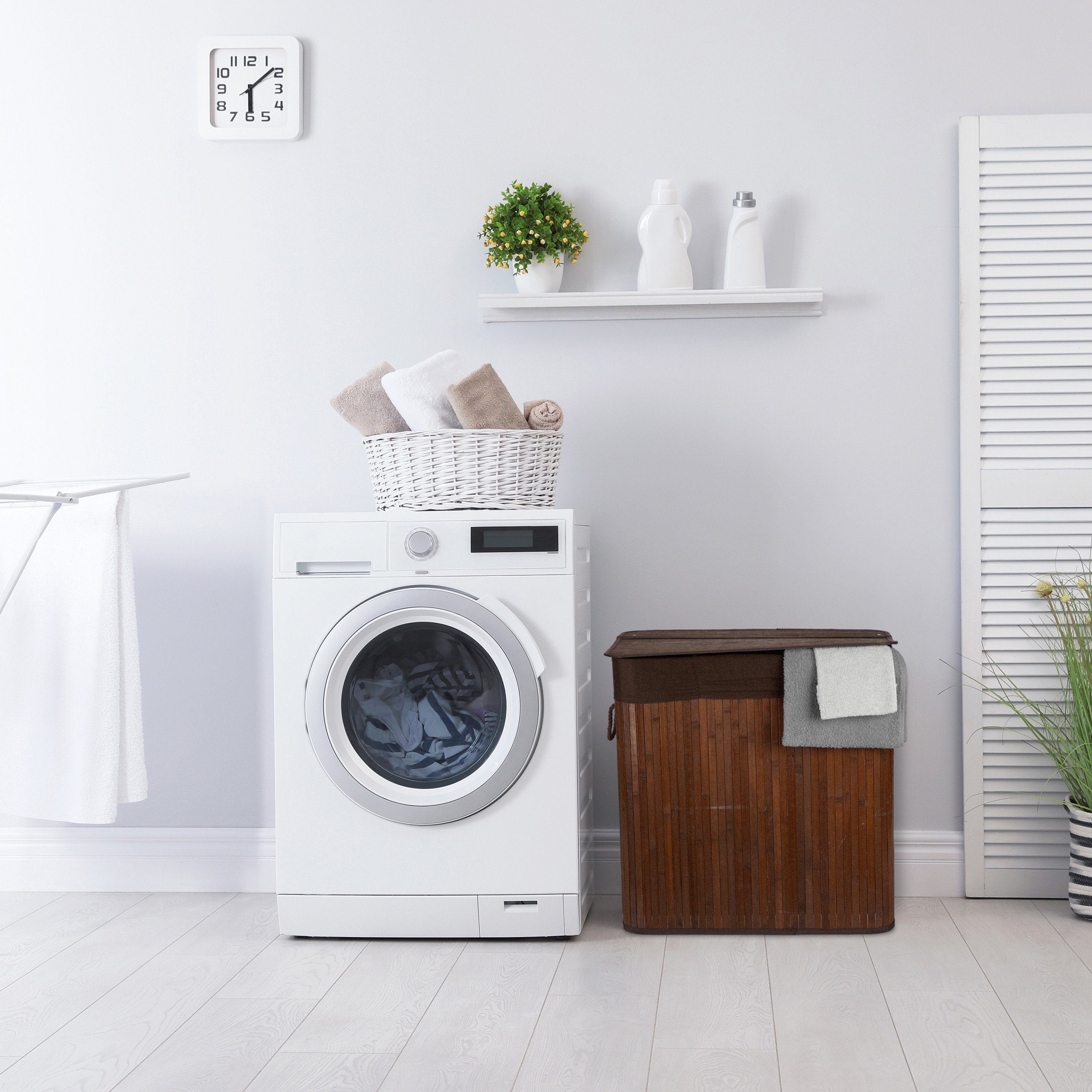 relaxdays Wäschesortierer Bambus Wäschekorb 3 Fächer, braun günstig online kaufen