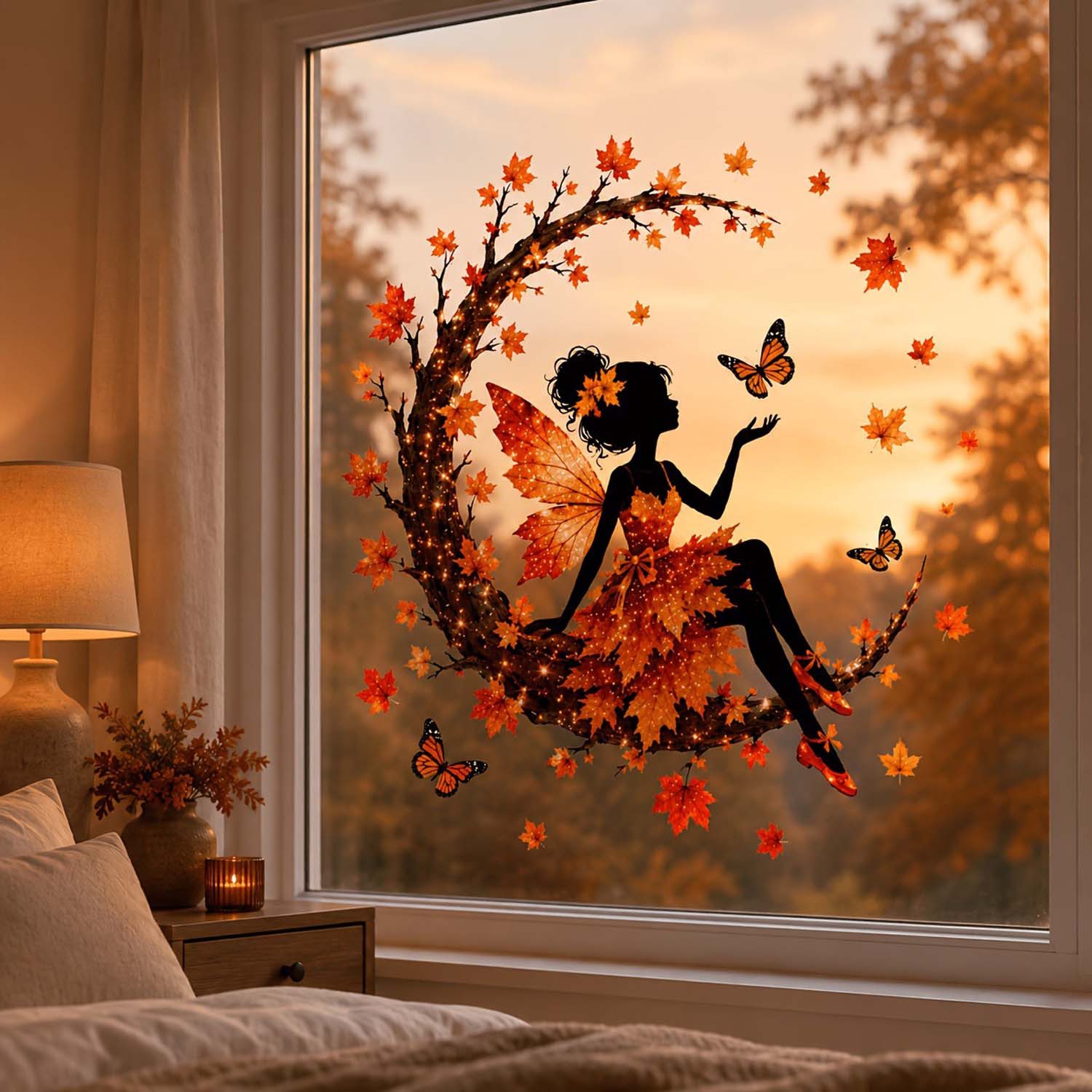 Sorvyzxn Fensterbild Fensterbild wiederverwendbare Fensterbilder Halloween Herbstlicher – Bild 2 von 5
